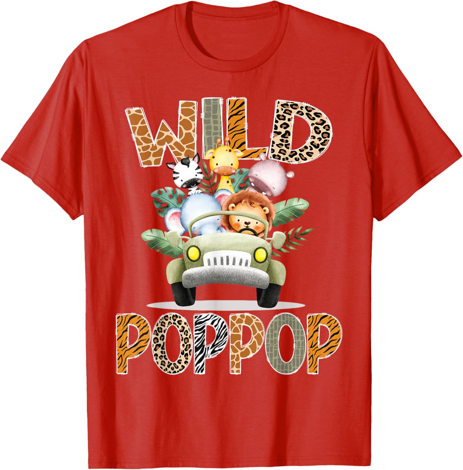 Wild PopPop Safari Jungle Animals 1st Birthday Truck T-Shirt for Kids - 11