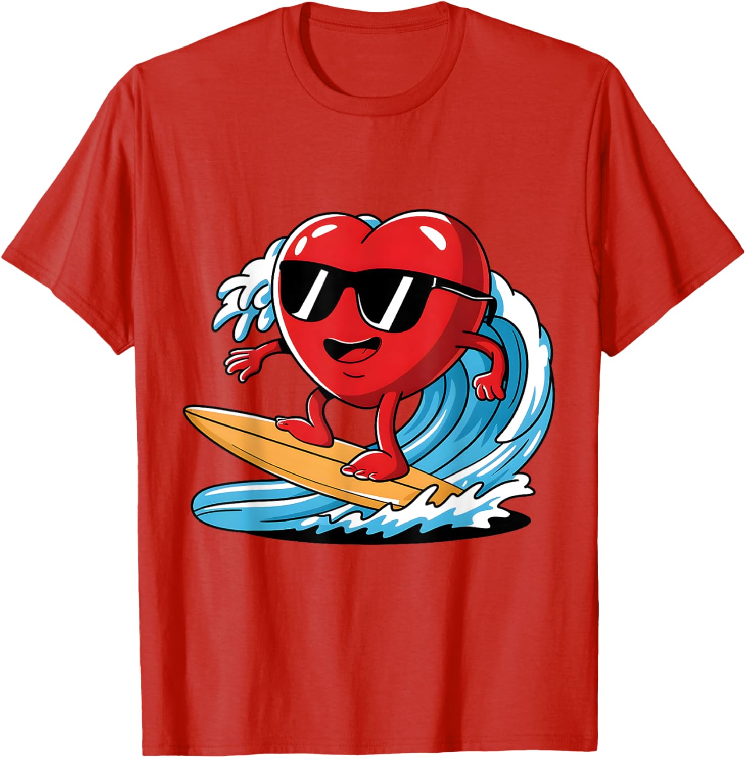 Surfing Heart Funny T-Shirt for Boys and Men - Perfect Valentine's Gift - 9