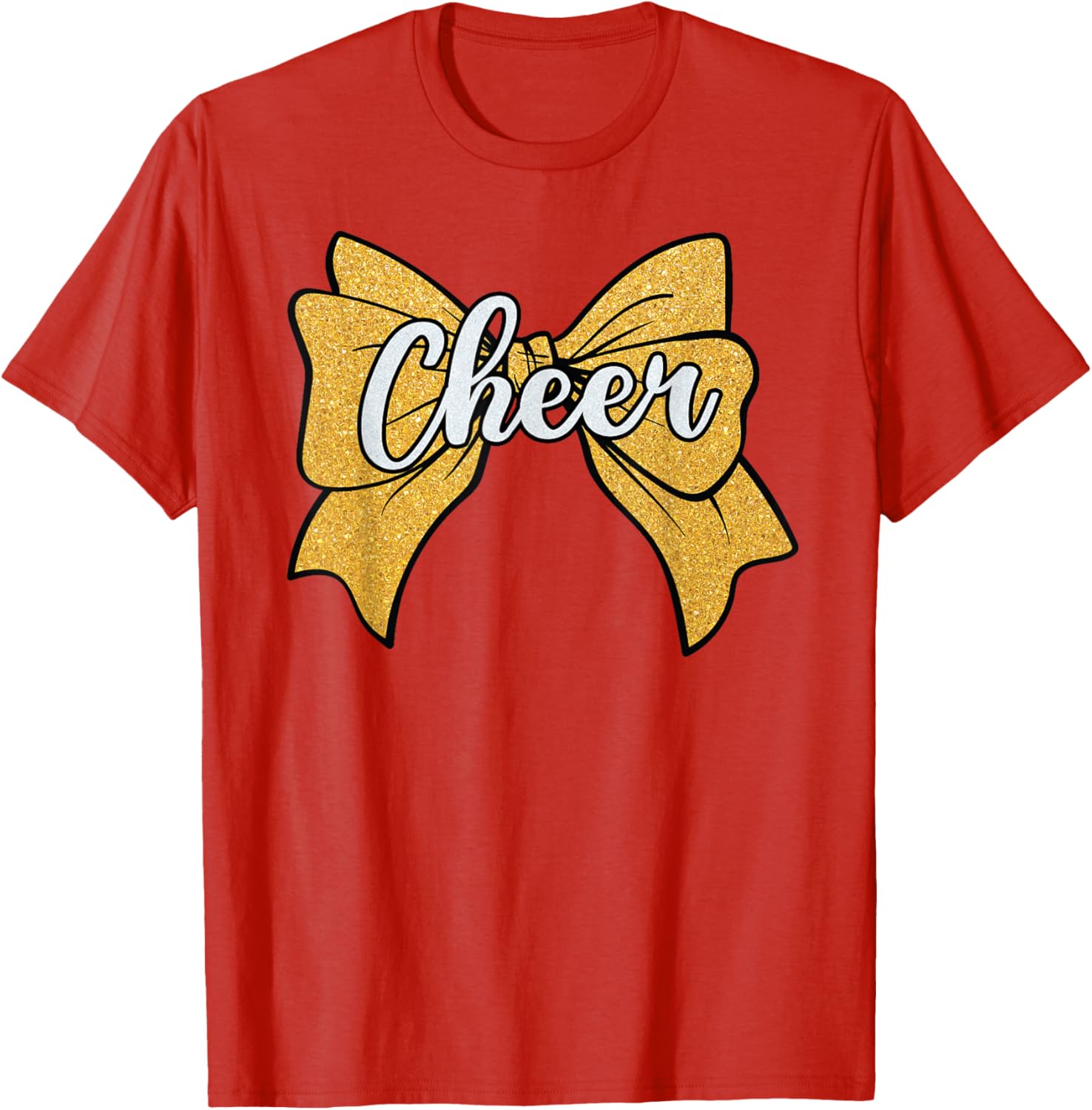 Coquette Yellow Cheerleader T-Shirt with Cheer Bow for Sport Fans - 7