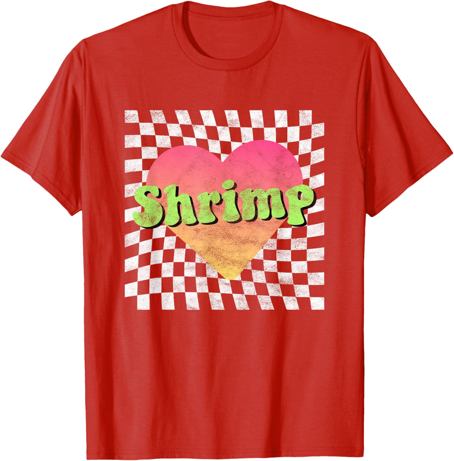 Vintage Retro Shrimp Lover Heart T-Shirt for Seafood Fans - 14