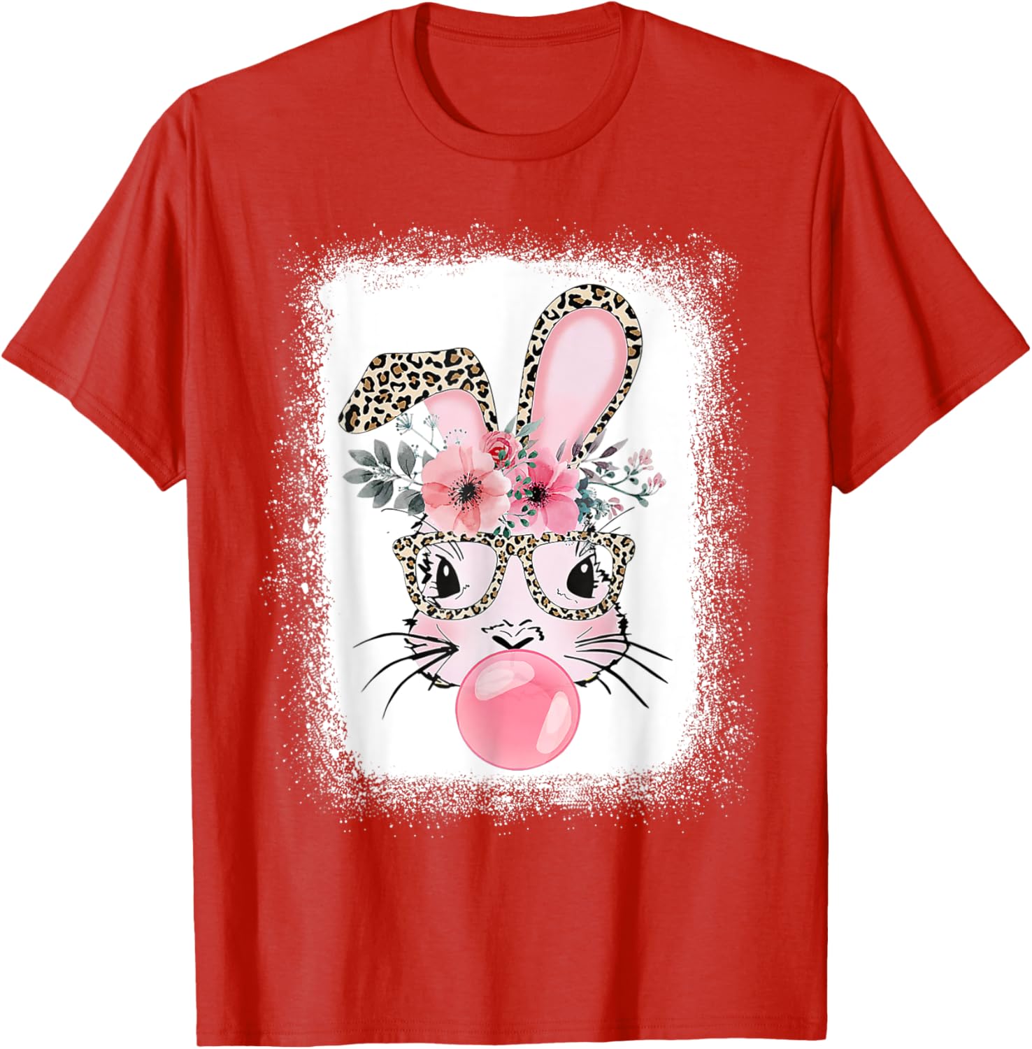Cute Bleached Bunny Blowing Bubble Gum T-Shirt for Easter Celebrations - 29