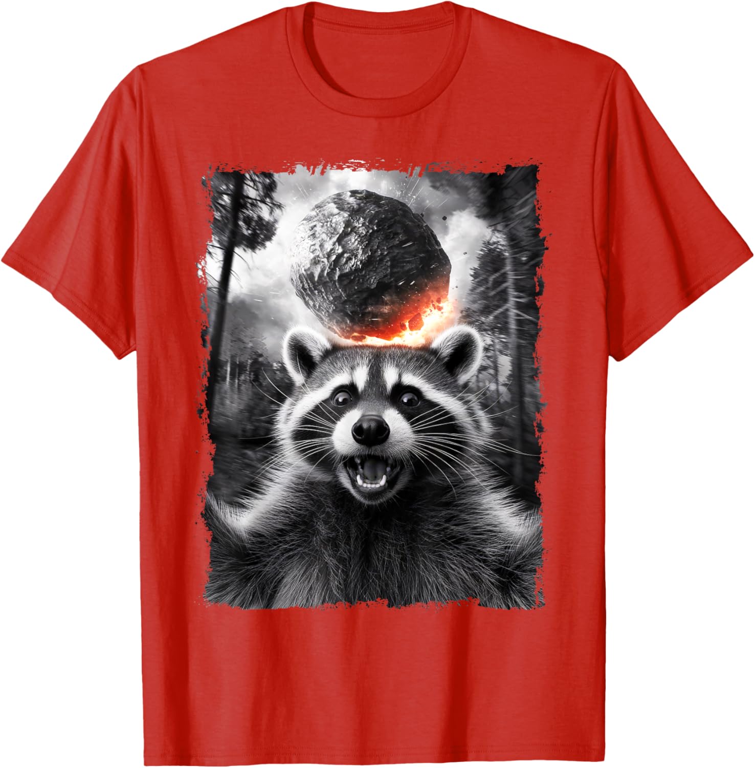 2024 Raccoon Asteroid Impact Selfie Photo T-Shirt for Fun Earth Lovers - 27