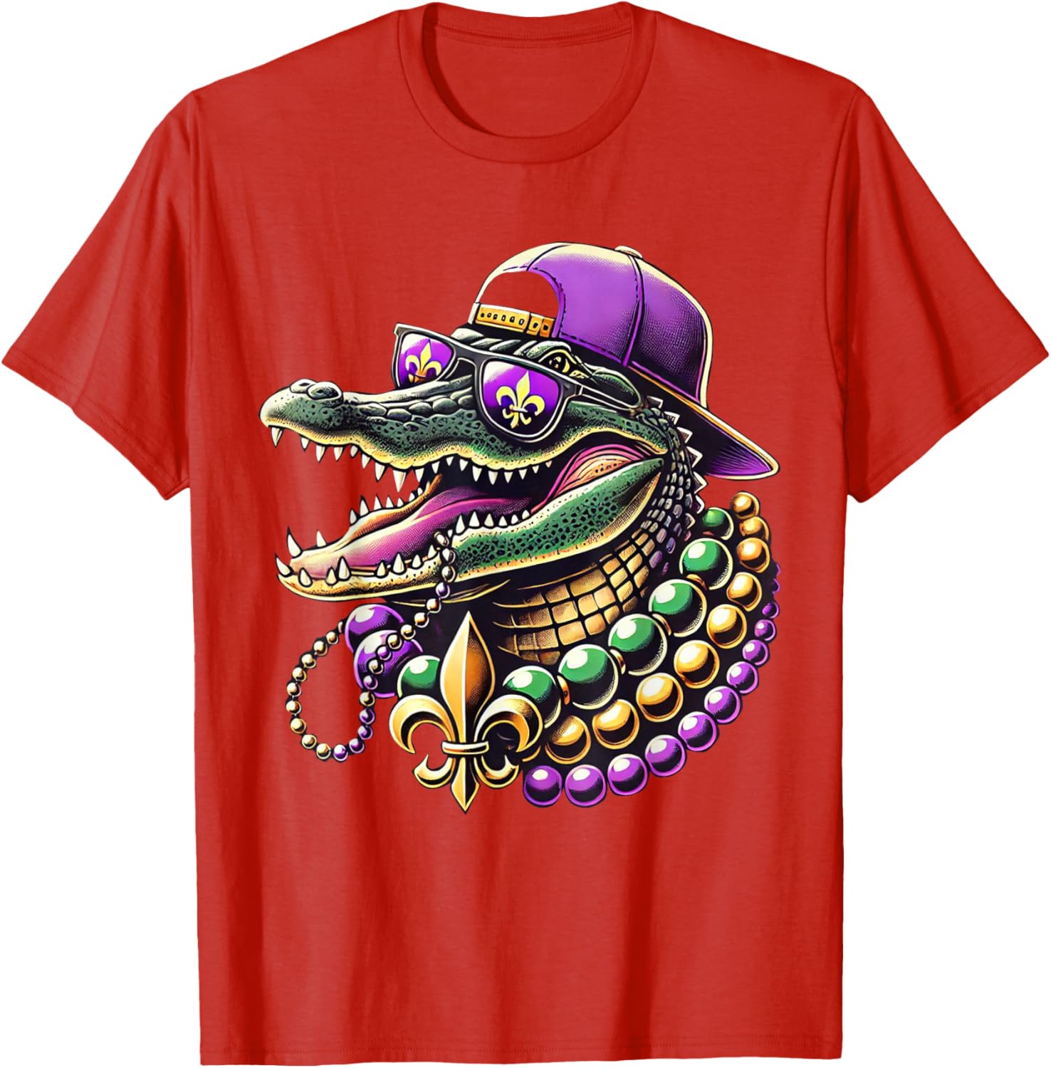 Unisex Mardi Gras T-Shirt - Cartoon Pattern Black Short Sleeve Tee - 5