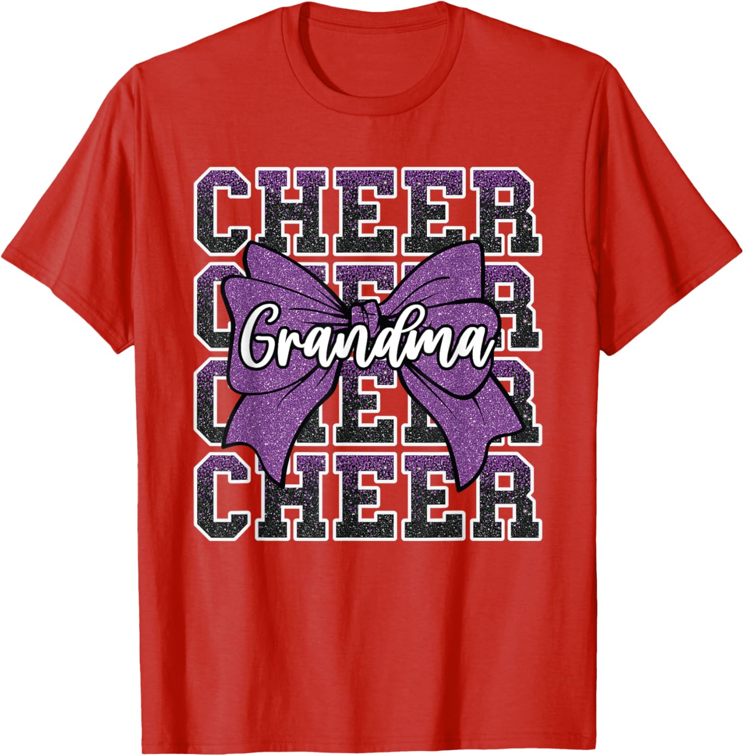 Cheer Grandma Bow Sport Purple T-Shirt for Cheerleaders and Fans - 12