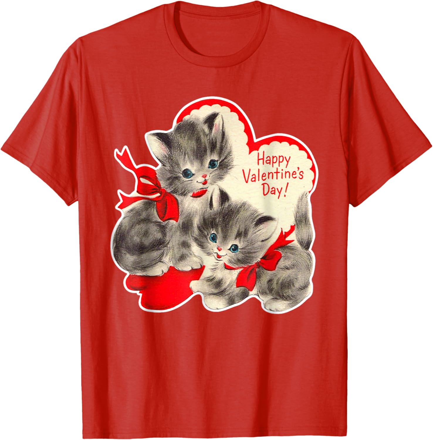 Vintage Valentine's Day Cat T-Shirt Retro Kitten Love Top for Pet Lovers - 29
