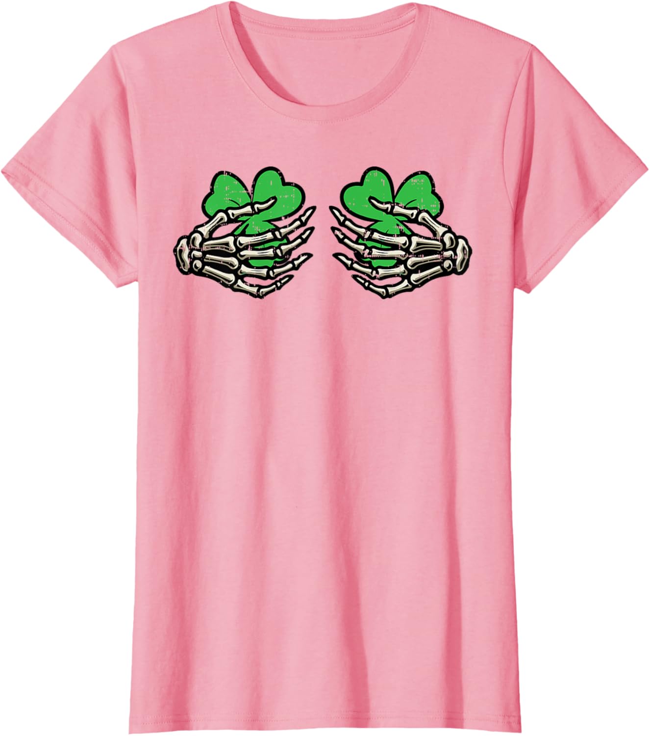 St Patricks Day Skeleton Hand Clover T-Shirt for Women - Fun Saint Patty's Style - 25