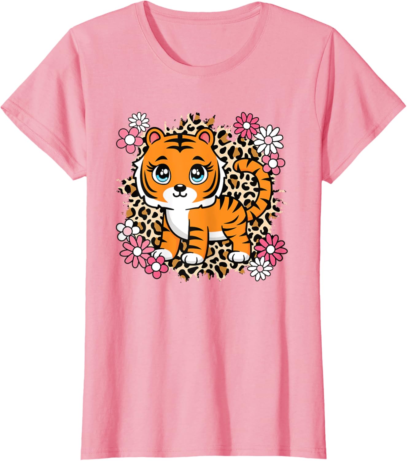 Cute Tiger Flowers T-Shirt for Women Girls and Kids - Perfect Gift for Tiger Lovers - 6