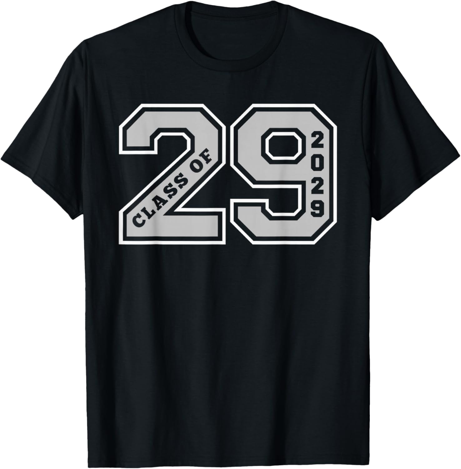 Class of 2029 Grey Letterman Style Grad Gift T-Shirt for Celebrations - 13