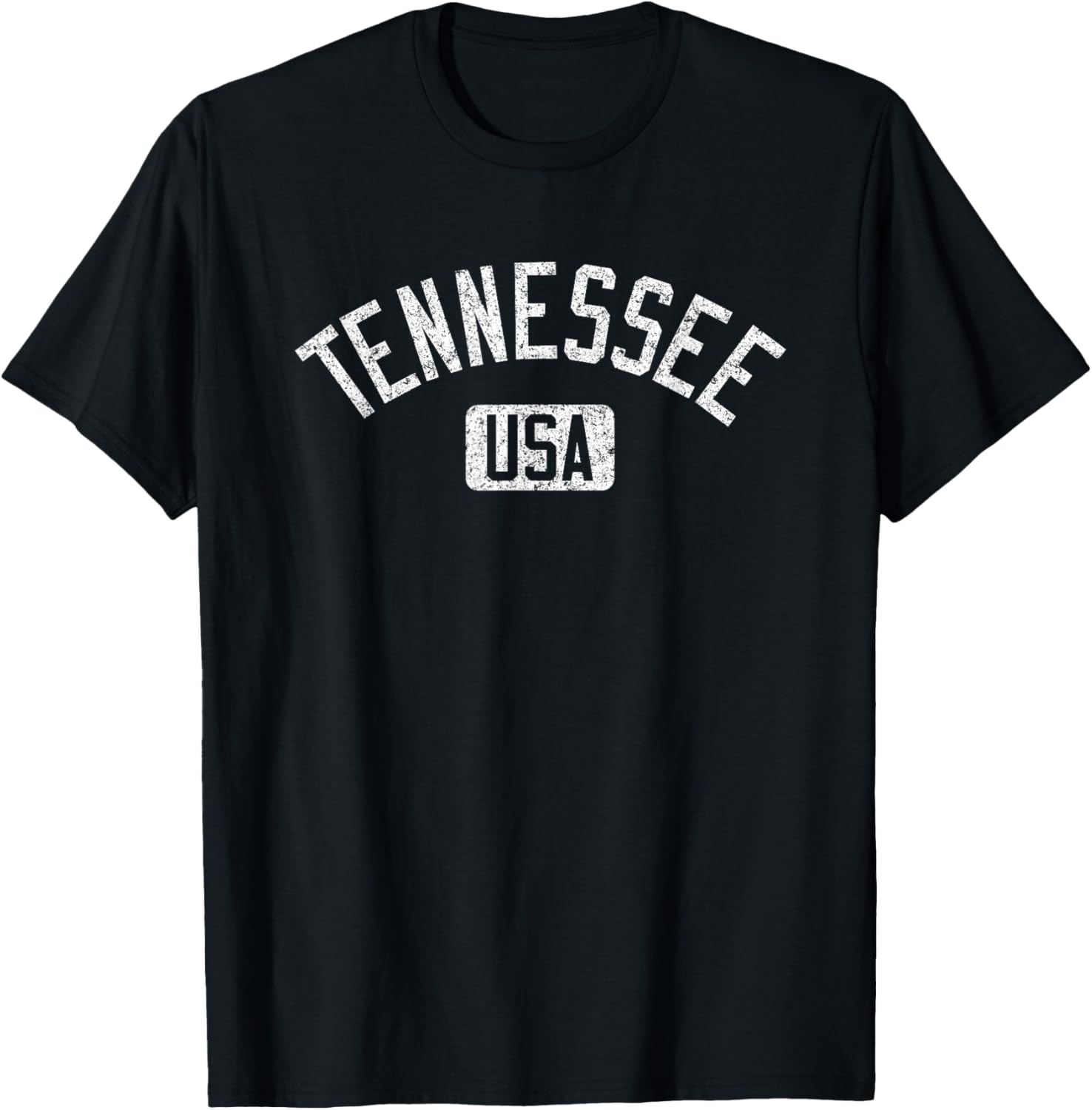 Tennessee Arched Text Distressed White Print T-Shirt for Casual Style - 7