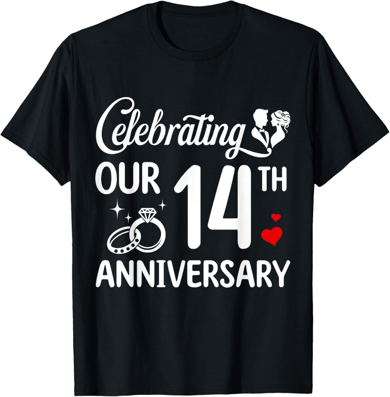 14th Wedding Anniversary T-Shirt for Couples - Celebrate 14 Years of Love - 1