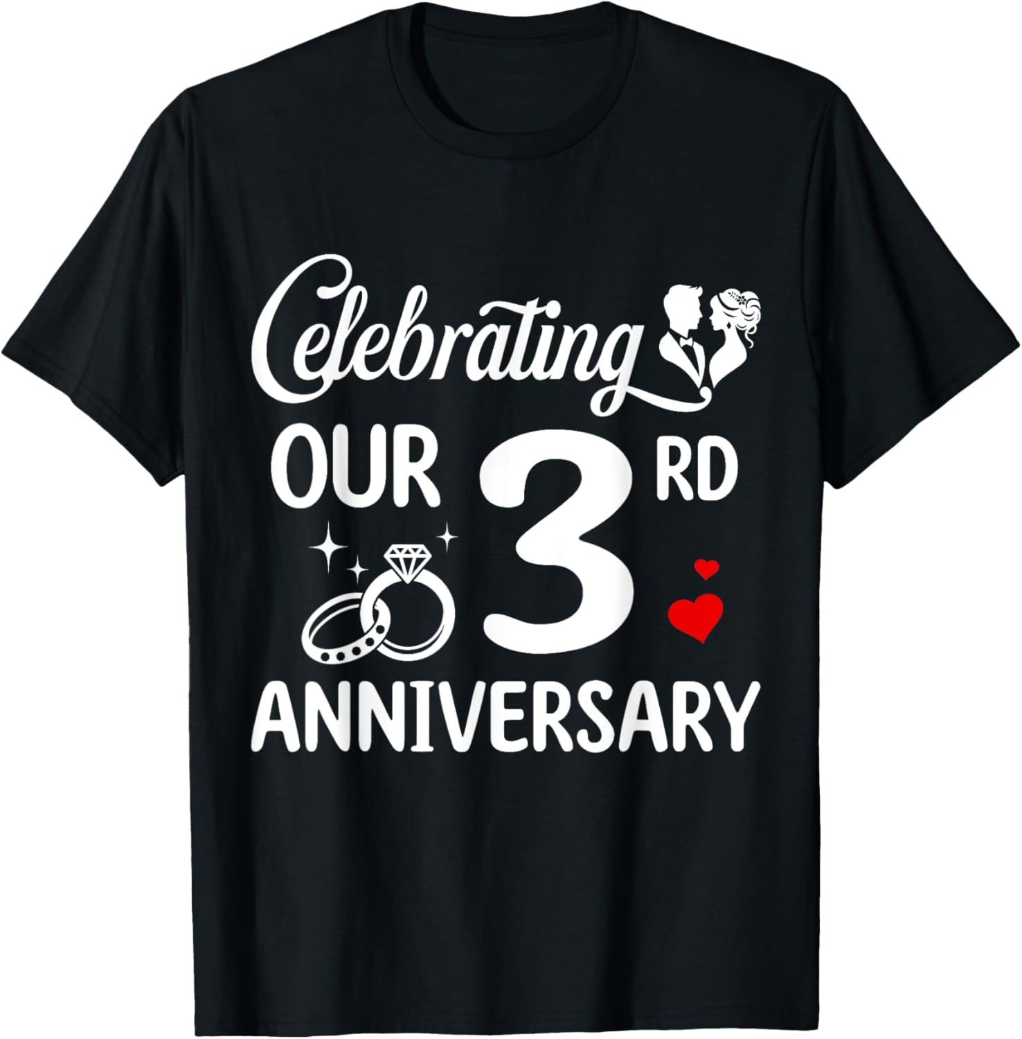 3rd Wedding Anniversary T-Shirt for Couples Celebrating 3 Years of Love - 16