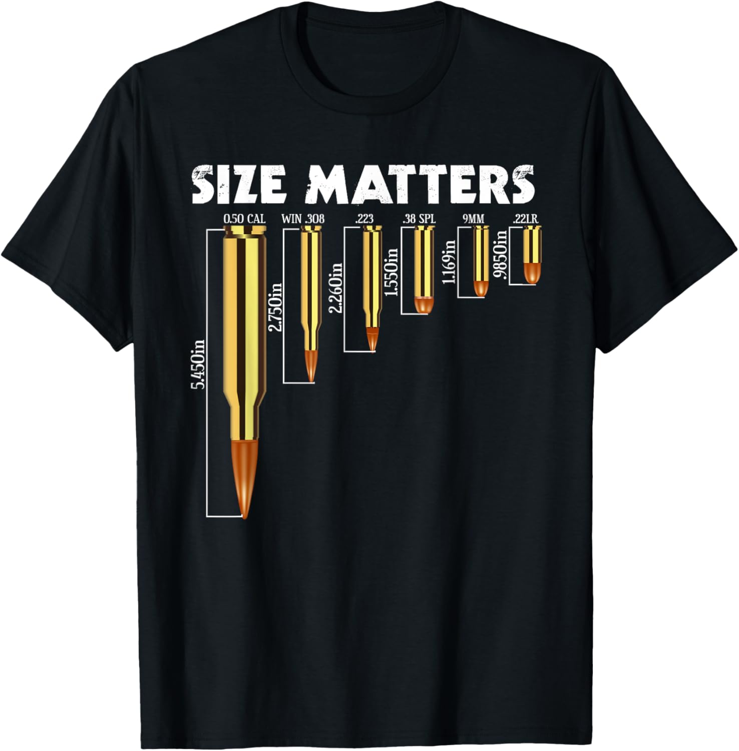 Size Matters T-Shirt for Bullet Lovers, Perfect Caliber Graphic Tee - 11