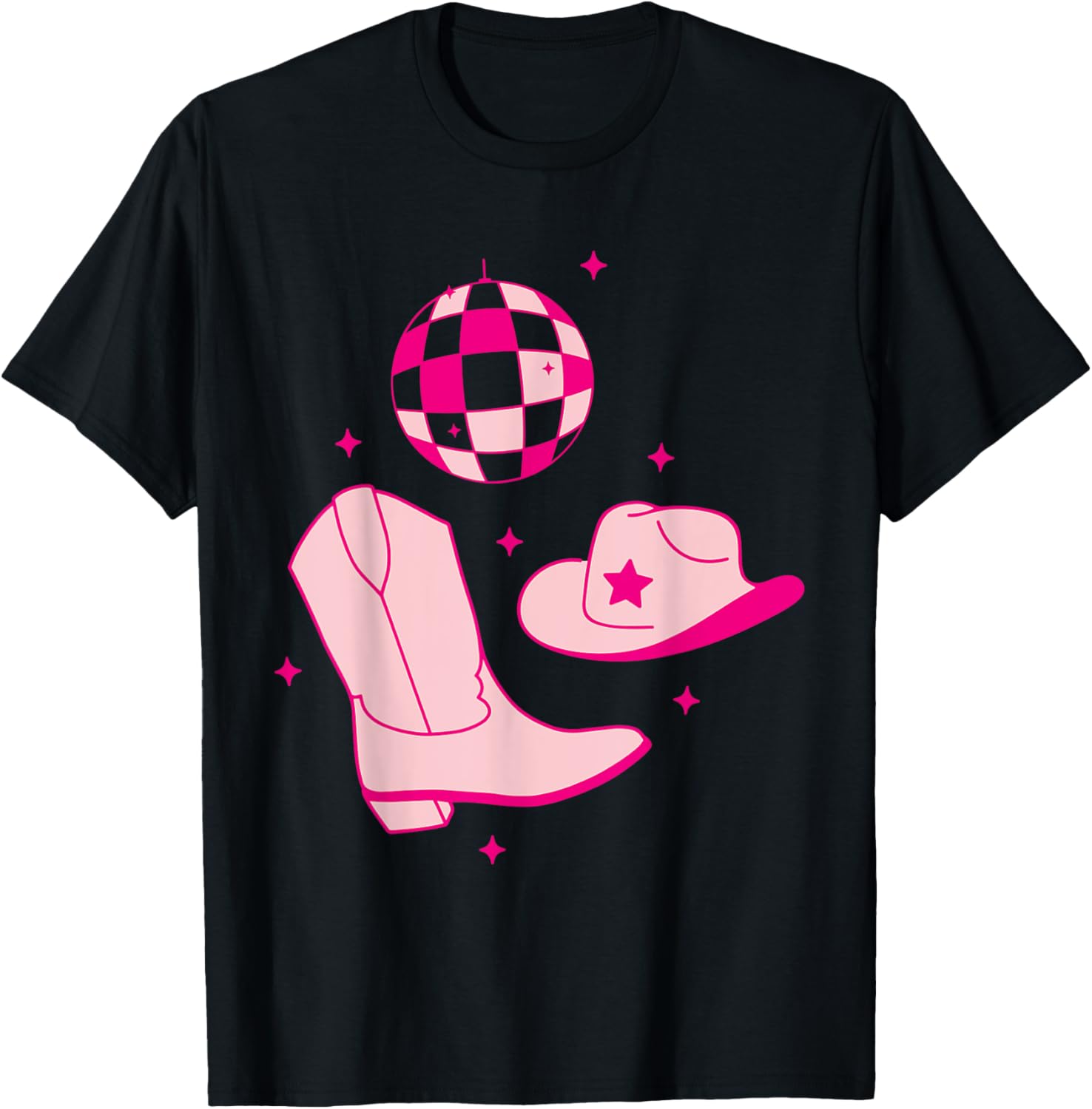 Cute Cowgirl Coquette Pink T-Shirt for Women and Girls - Rodeo Style - 9