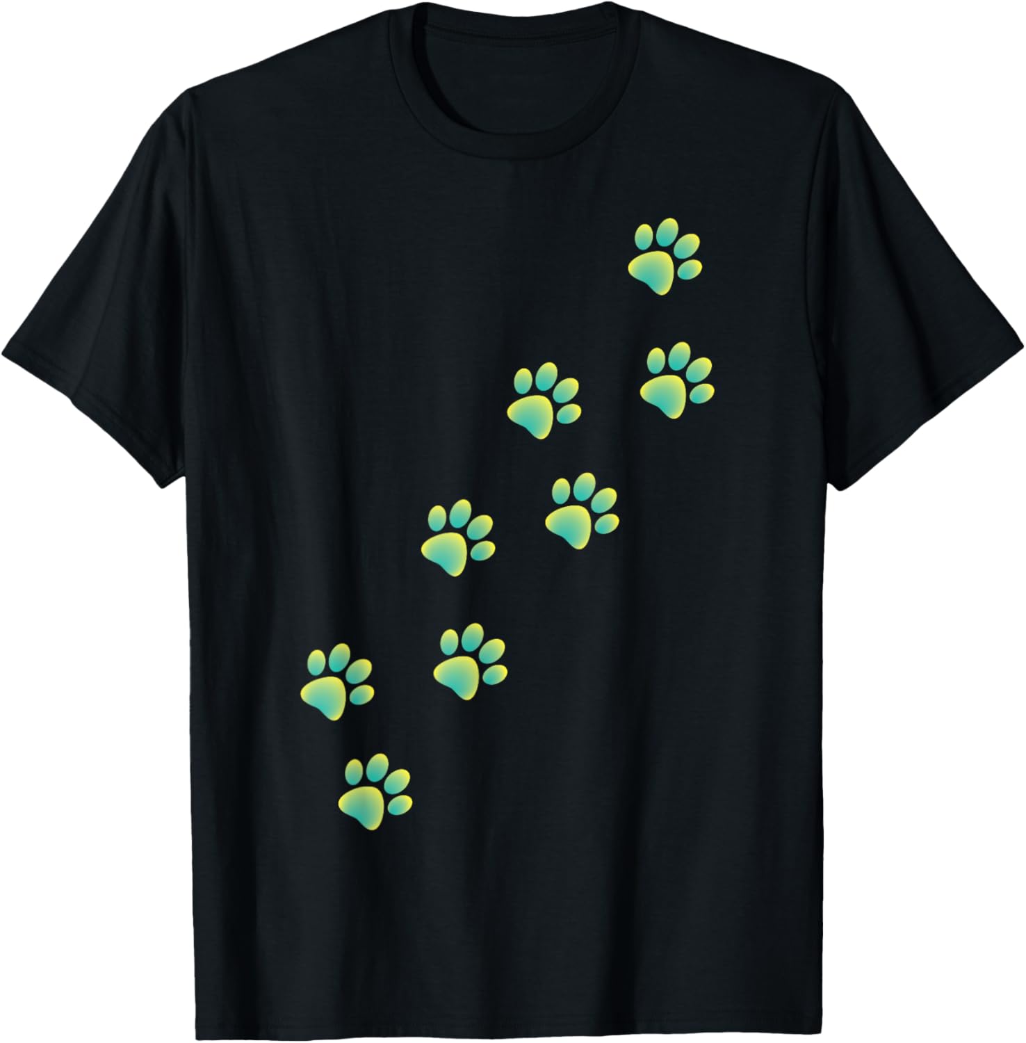 Cute Cat Paws Yellow Teal Graphic T-Shirt for Cat Lovers of All Ages - 5