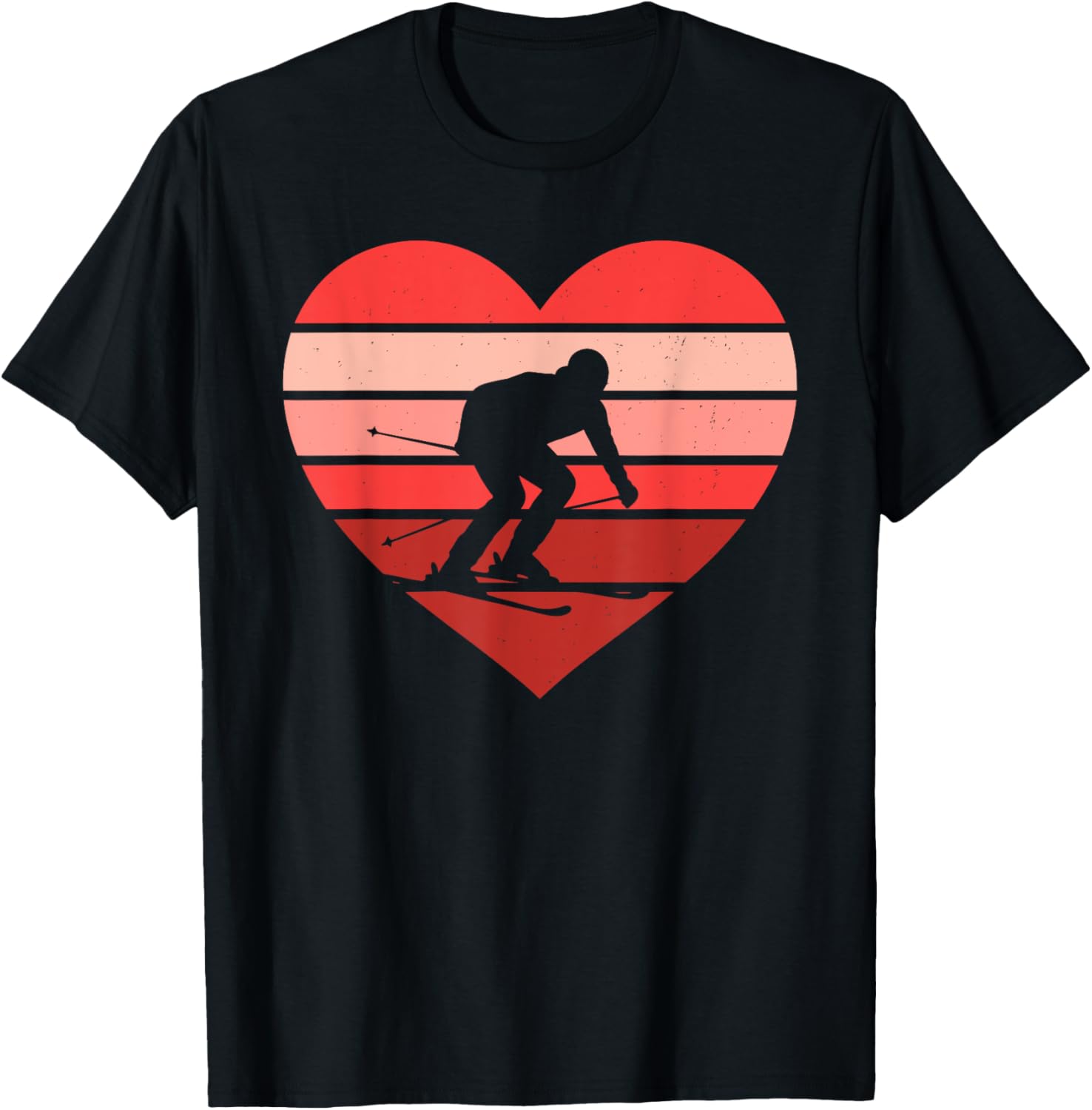 Retro Heart Skiing T-Shirt for Kids, Women, and Men - Vintage Valentine's Day Style - 6