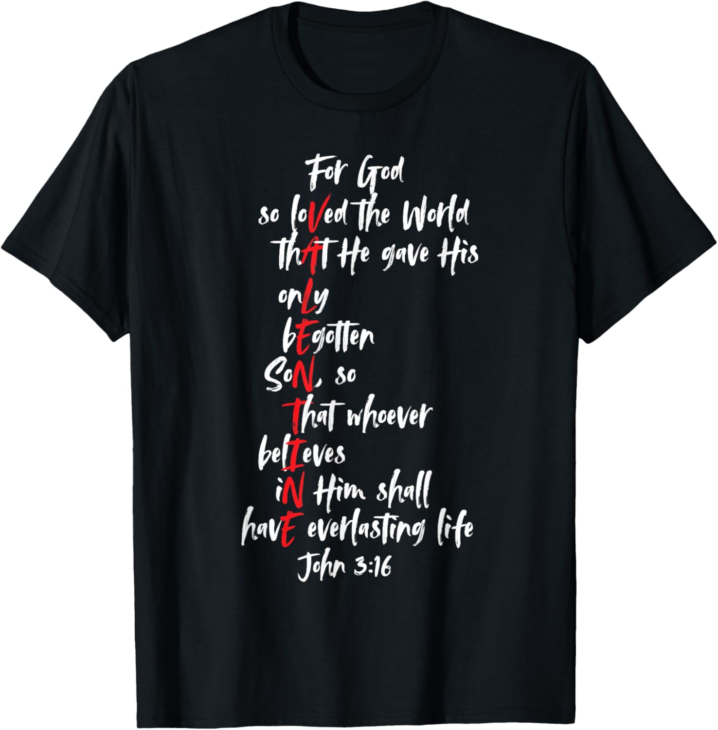Christian Valentine T-Shirt with John 3:16 Bible Verse for Faith Lovers - 1