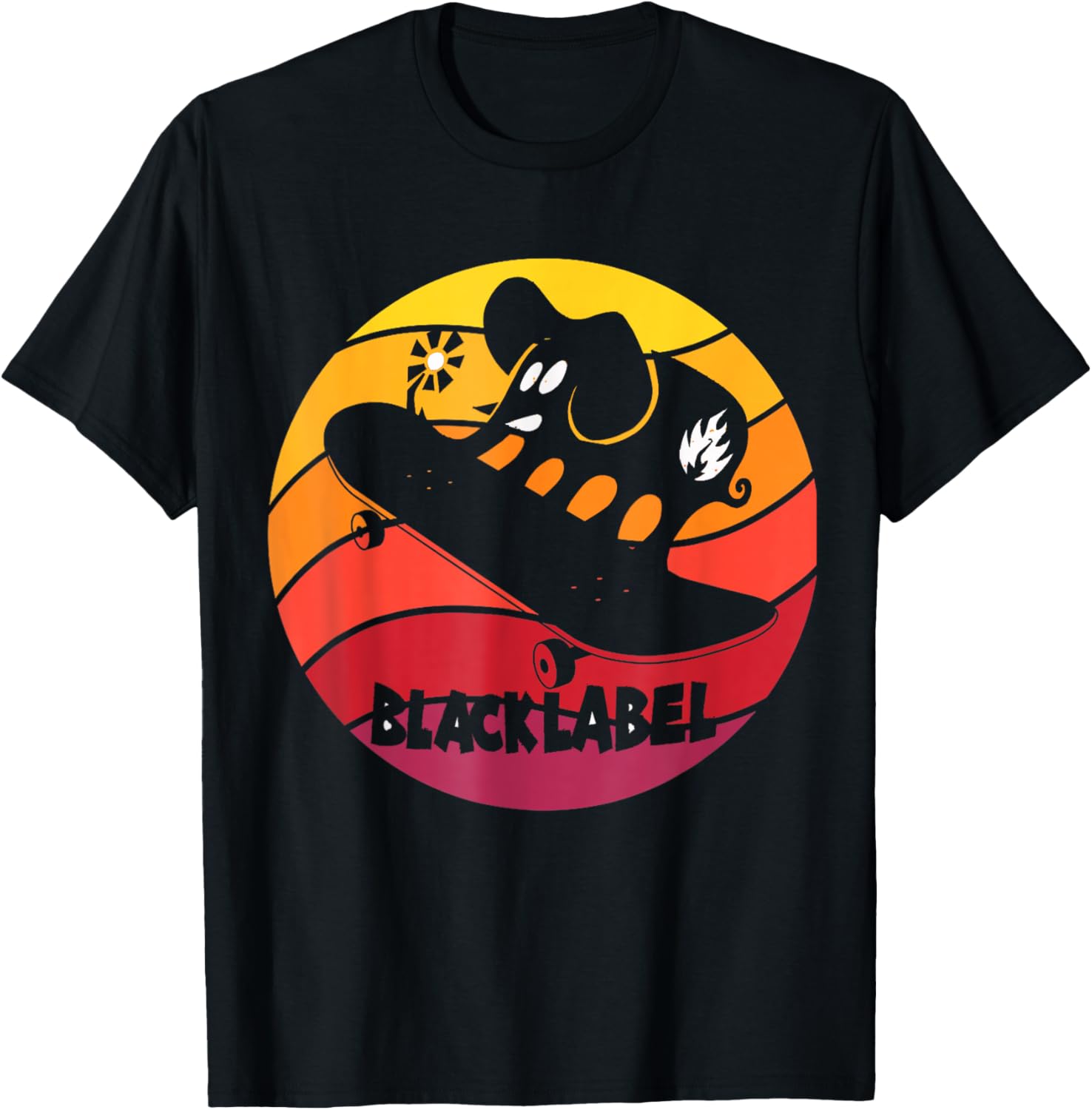 Vintage Elephant Skateboard T-Shirt Retro Black Label Apparel - 8