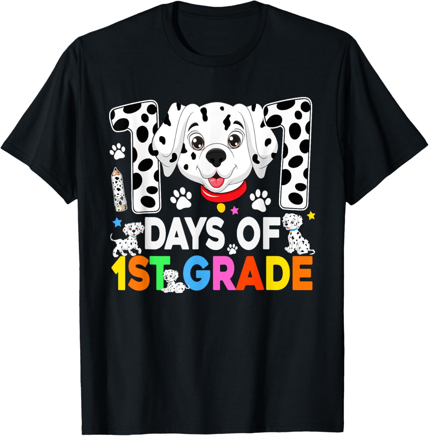 100 Days of School Dalmatian Dog T-Shirt for Kids 3rd Grade Fun Fashion - 17