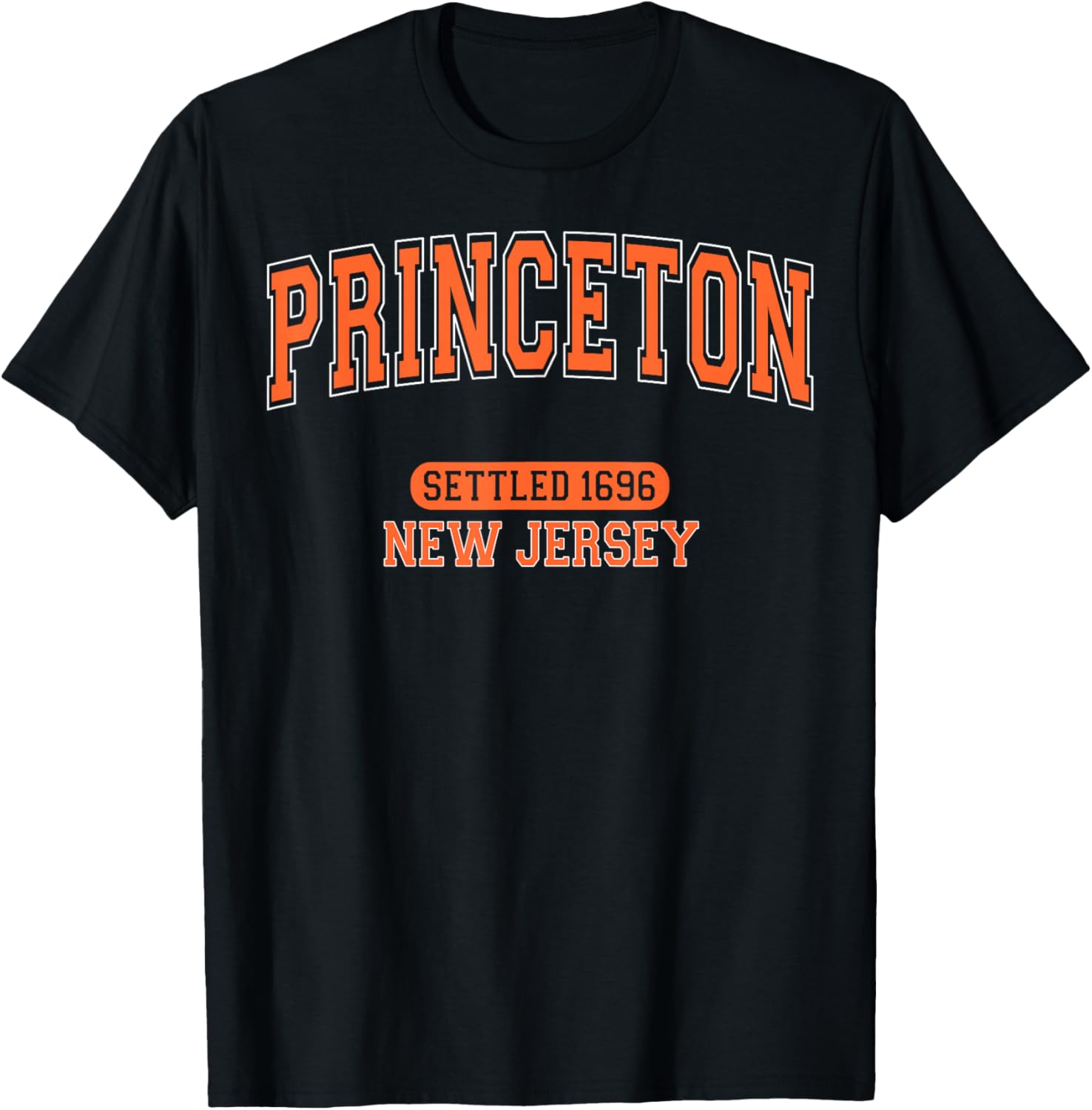 Vintage Arched Orange T-Shirt Celebrating Princeton New Jersey 1696 - 11