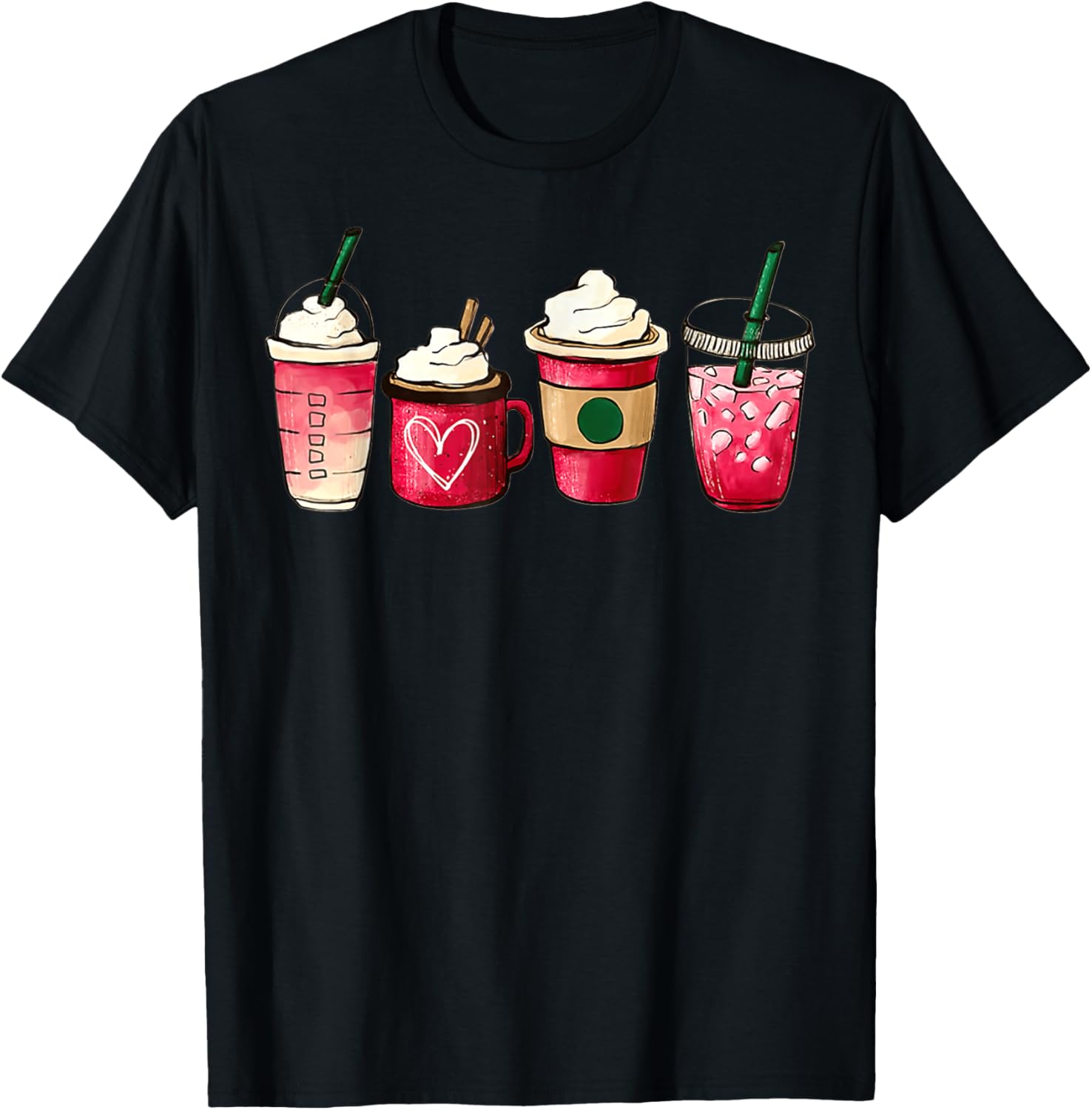 Valentine Heart Latte Iced Coffee T-Shirt for Coffee Lovers - 28
