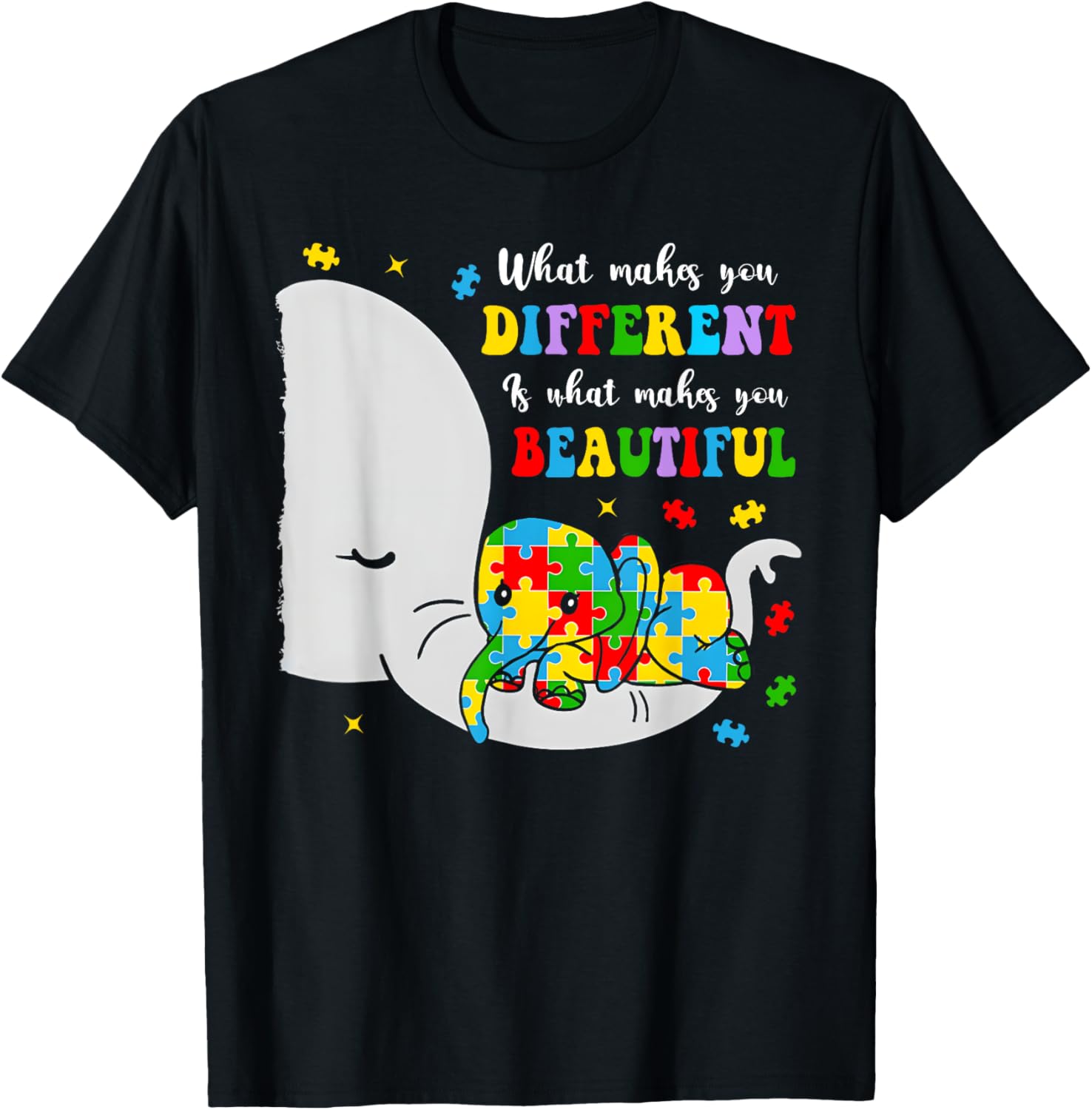 Unique Elephant Autism Awareness T-Shirt - Embrace Differences with Style - 17