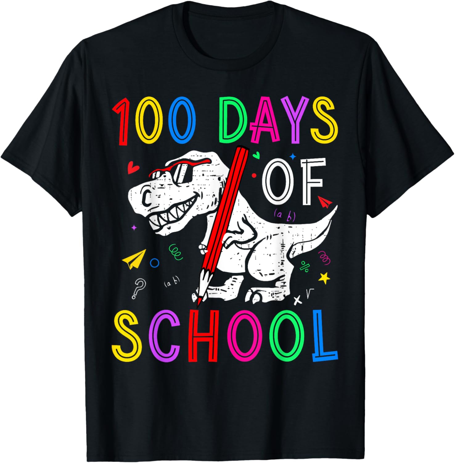 100 Days of School Dino T-Rex Kids T-Shirt for Teachers and Students - 9