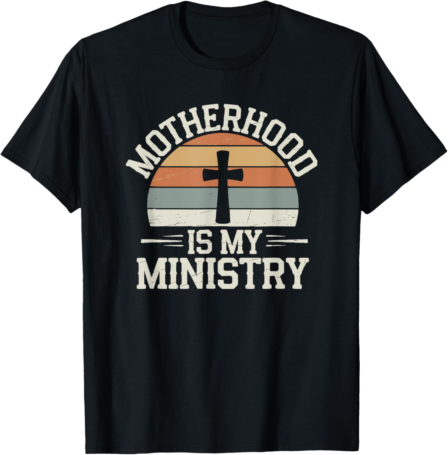 Motherhood Is My Ministry Christian Retro T-Shirt for Devoted Moms - 8