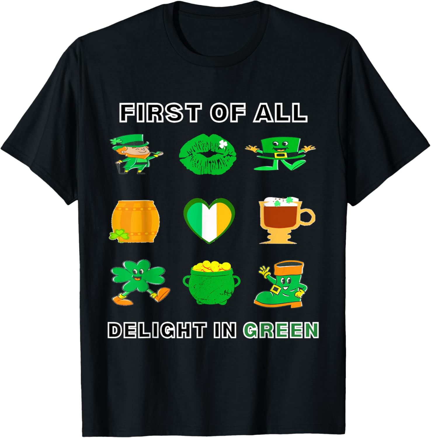 St. Patrick's Day Irish Lucky Birthday Shamrock 9-Grid T-Shirt - 2