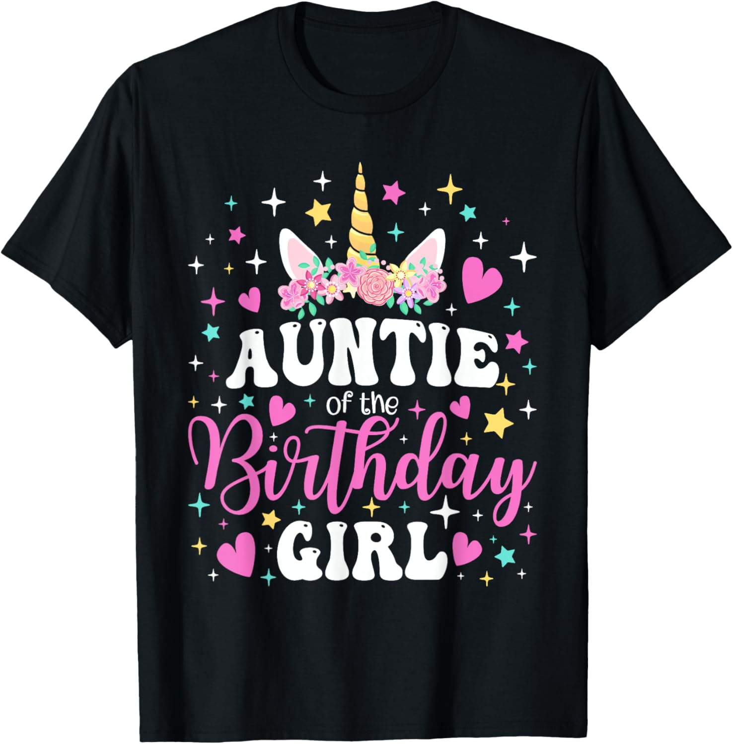 Unicorn Auntie Birthday Matching T-Shirt for Family Celebration Fun - 20