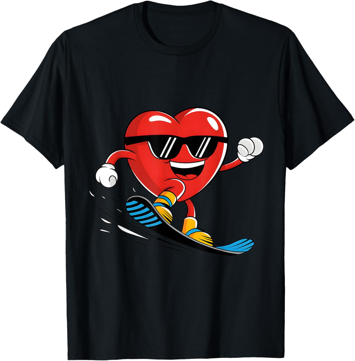 Snowboard Heart Valentine's Day T-Shirt for Boys and Girls Fun Gift - 14