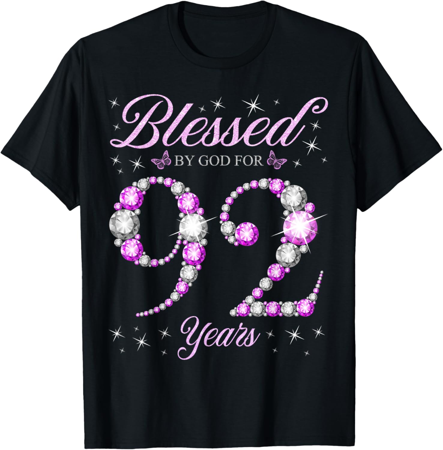 Blessed By God 92 Years Old Birthday Party T-Shirt for 92nd Celebration - 10