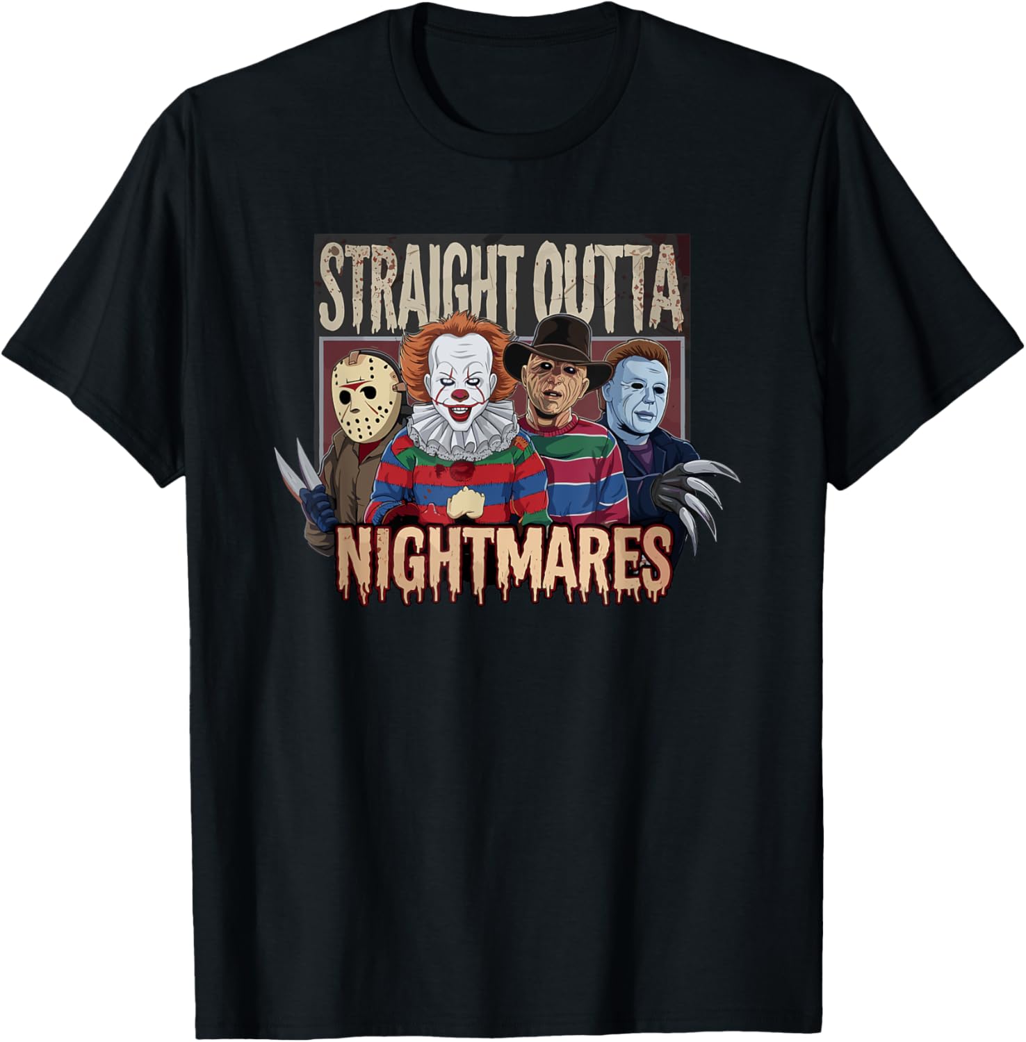 Vintage Horror Halloween Scary T-Shirt Straight Outta Nightmares Fun - 20