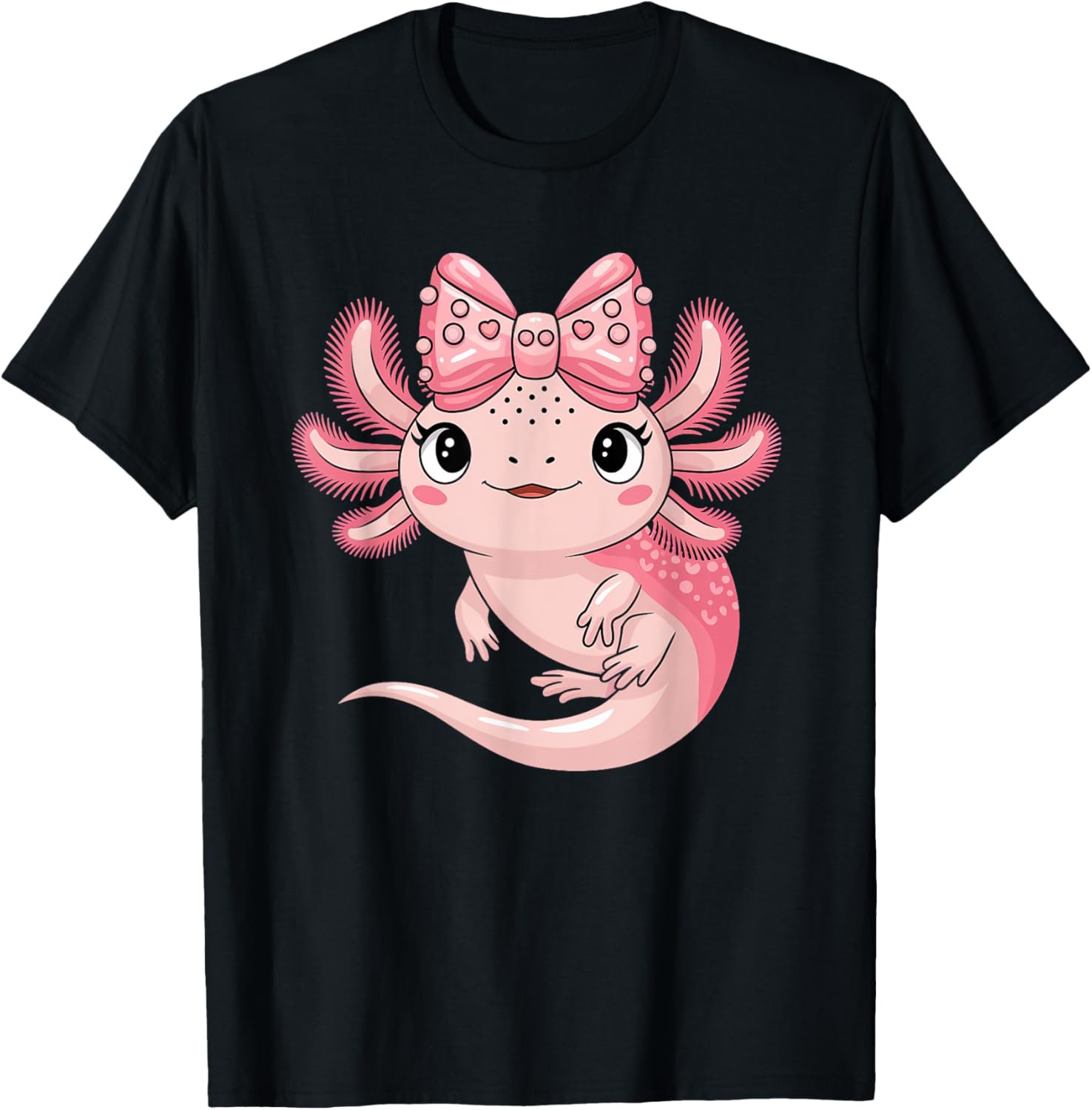 Cute Axolotl Girls Coquette Bow T-Shirt for Axolotl Lovers - 1