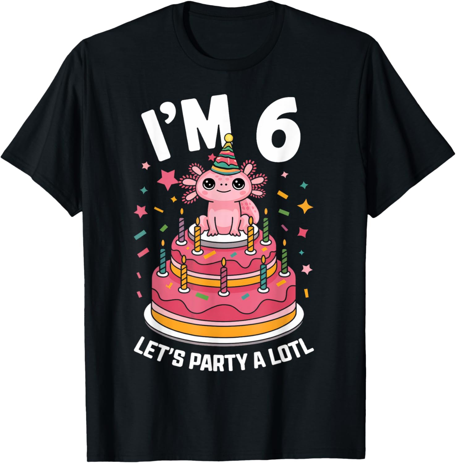 Cute Axolotl 6th Birthday T-Shirt for Kids Fun Birthday Party Outfit - 16