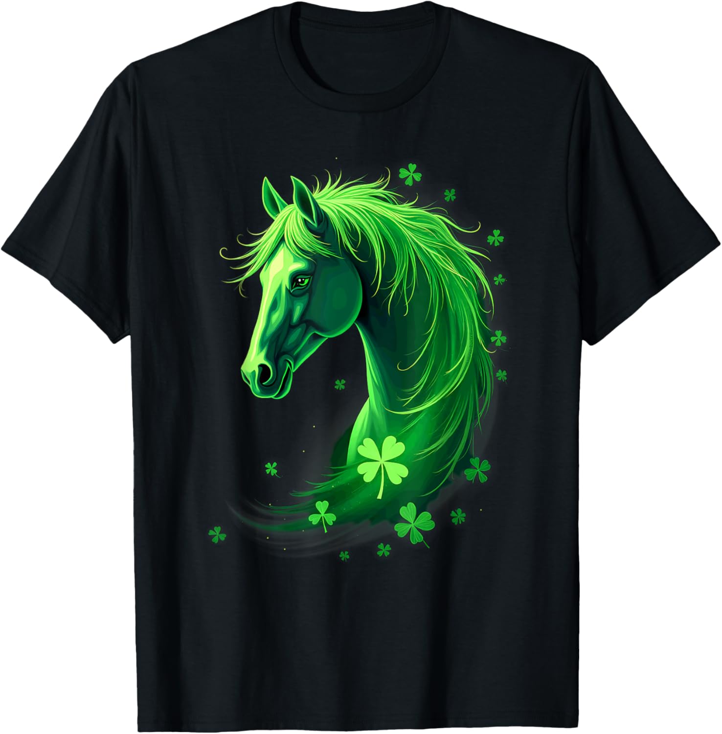 St Patrick's Day Horse Shamrocks T-Shirt for Festive Celebrations - 5