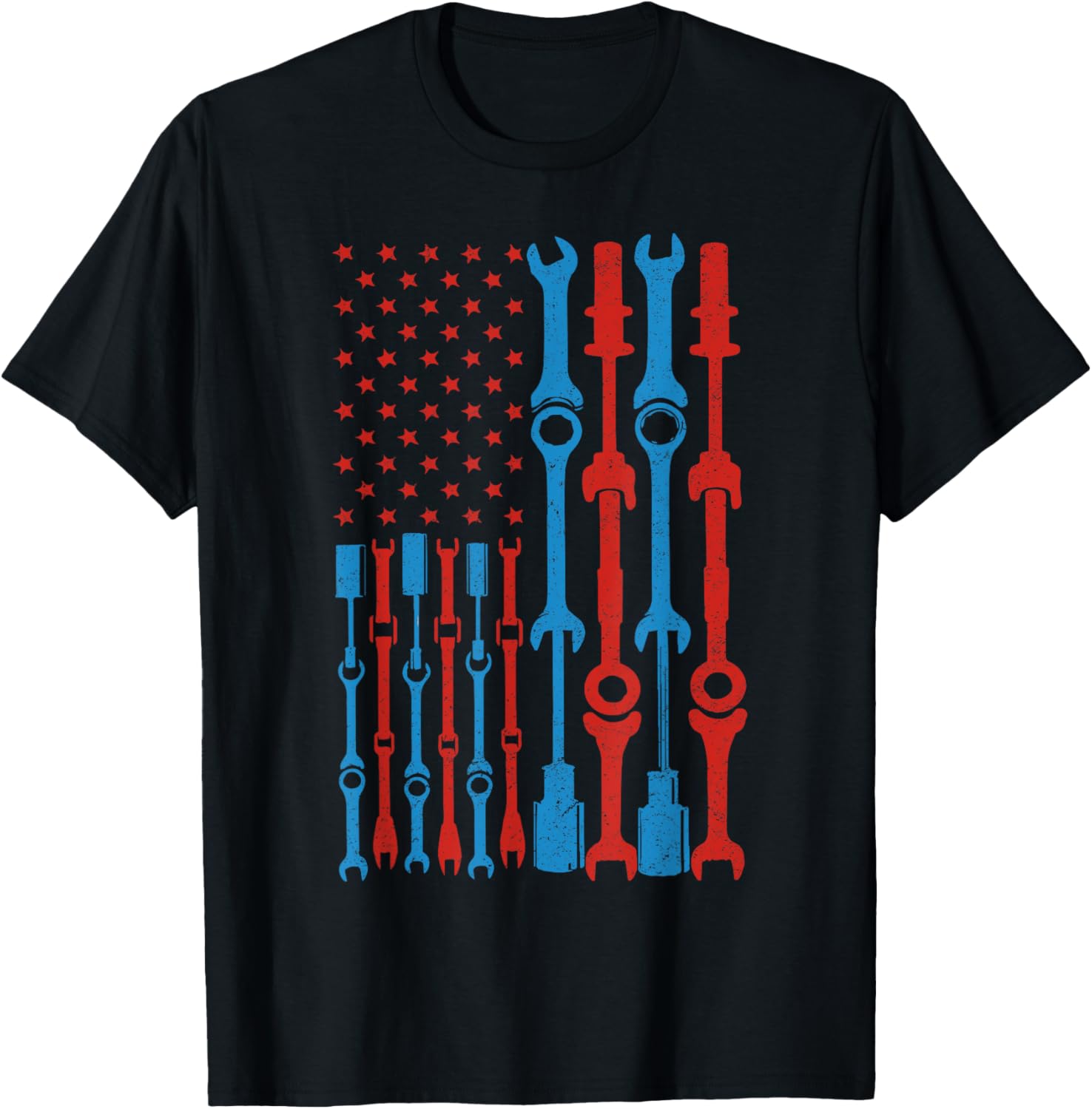 USA Flag Auto Enthusiast T-Shirt for Proud Mechanics & Gearheads - 2