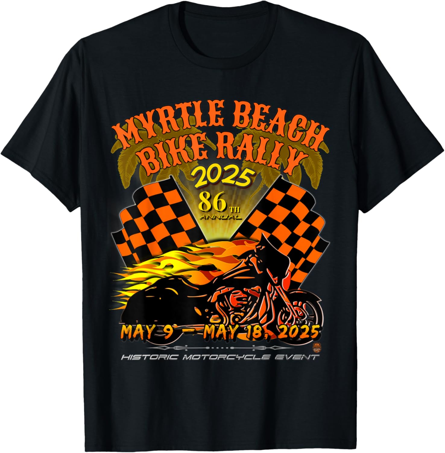 2025 Myrtle Beach Bike Rally Vintage Art T-Shirt for Classic Riders - 4