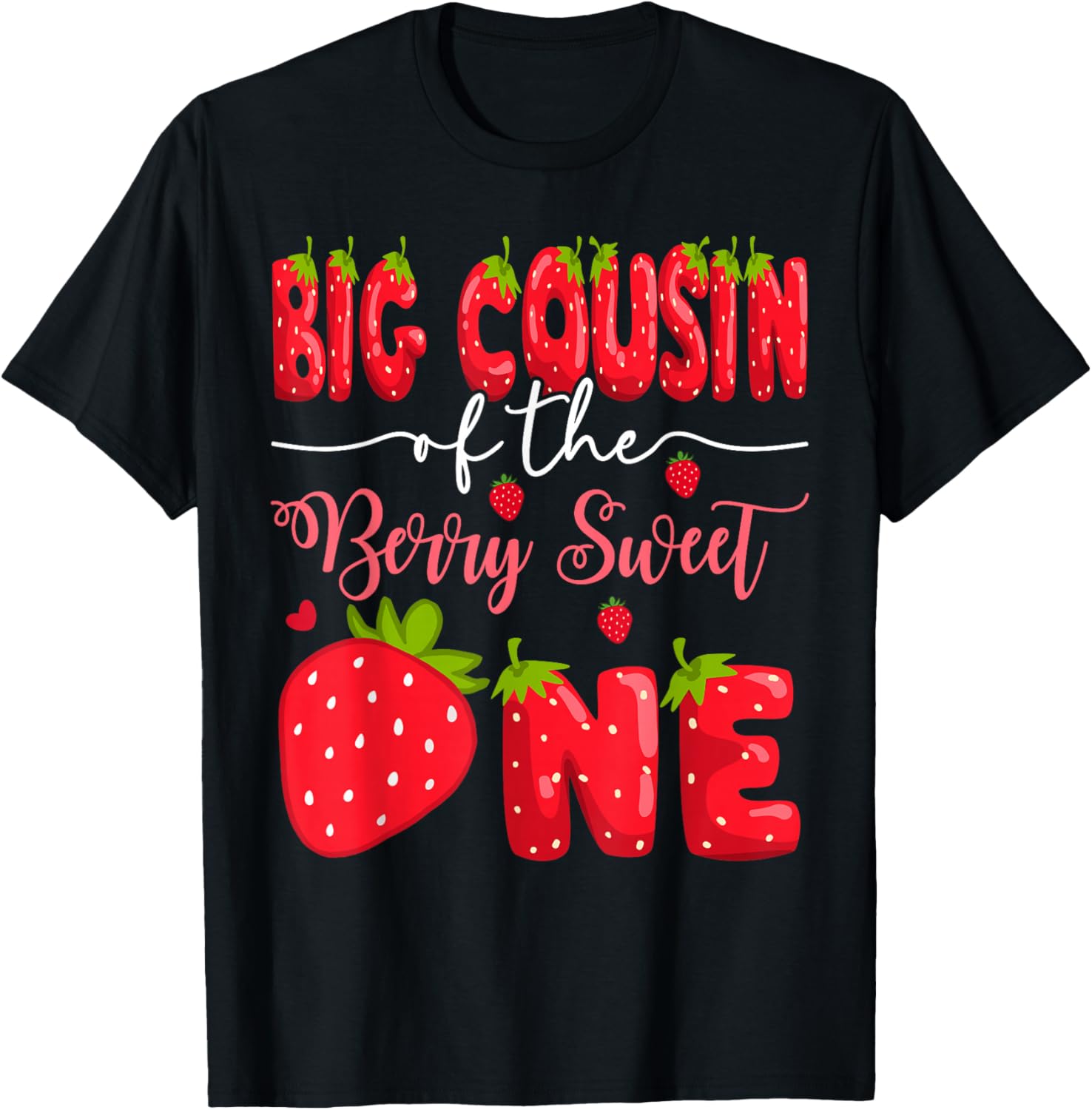 Big Cousin Strawberry T-Shirt for 1st Birthday Celebration - 3