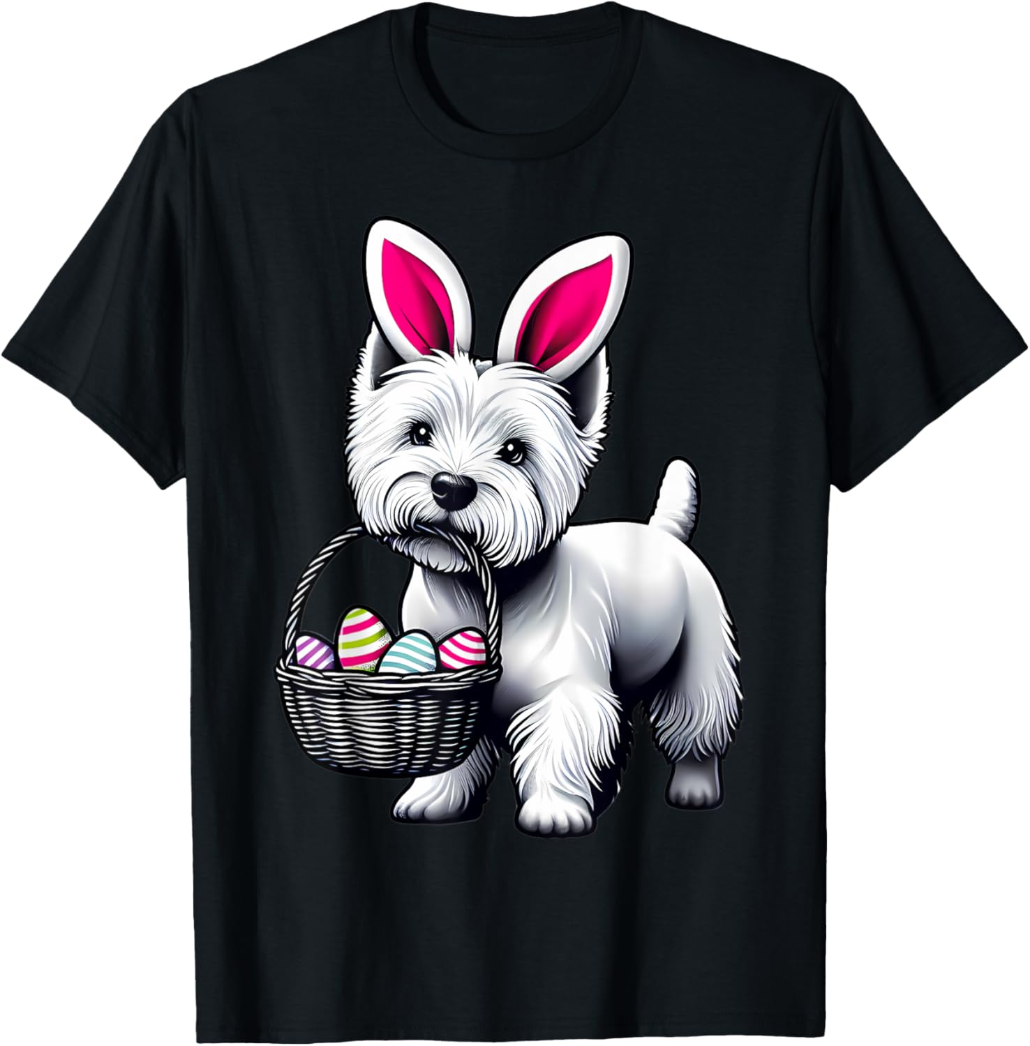 Adorable Bunny Ear West Highland Terrier Easter Eggs T-Shirt for Dogs - 13