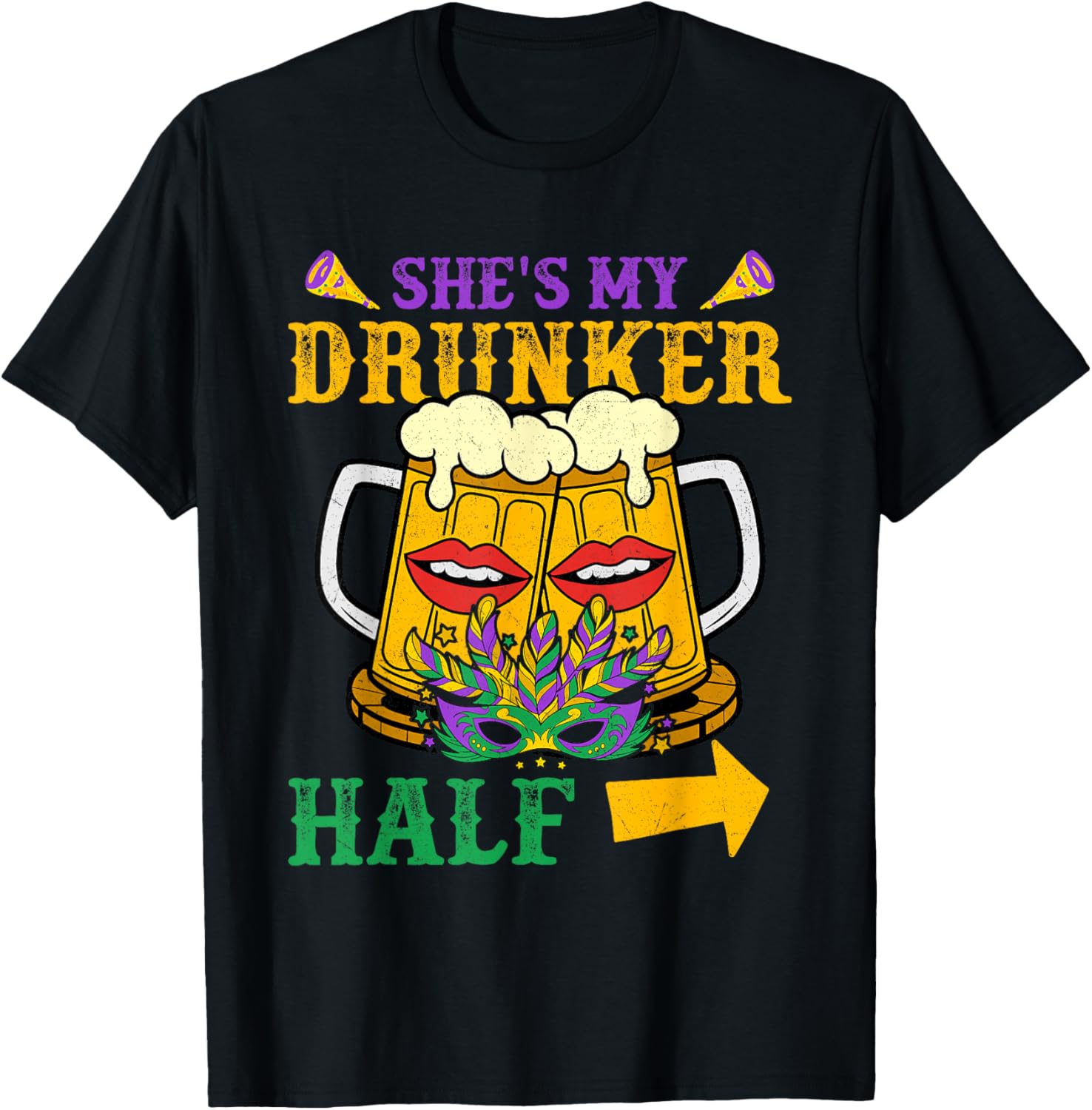 She's My Drunker Half Matching Mardi Gras T-Shirt for Couples - 2