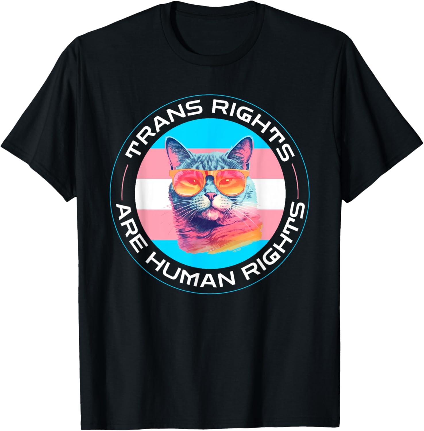 Trans Rights are Human Rights Pride Cat T-Shirt for LGBTQ Supporters - 14