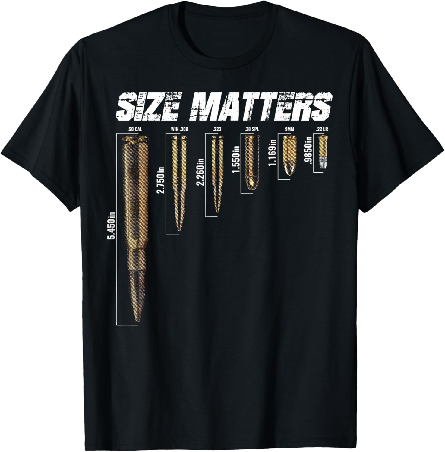 Size Matters Bullet Measure Up T-Shirt for Fun Style and Comfort - 1