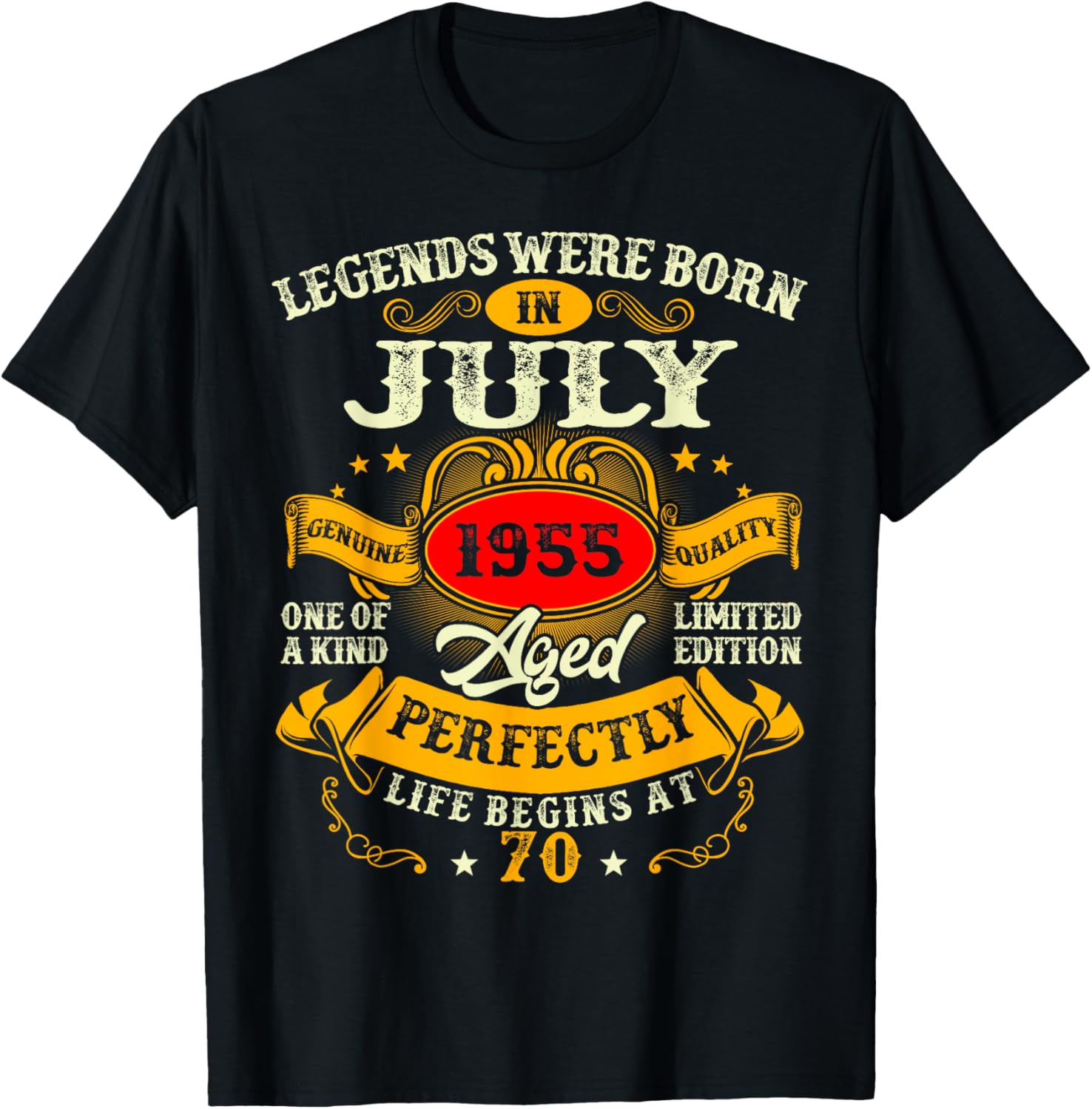 Vintage Retro 70th Birthday T-Shirt for July 1955 Legends Men Women - 5