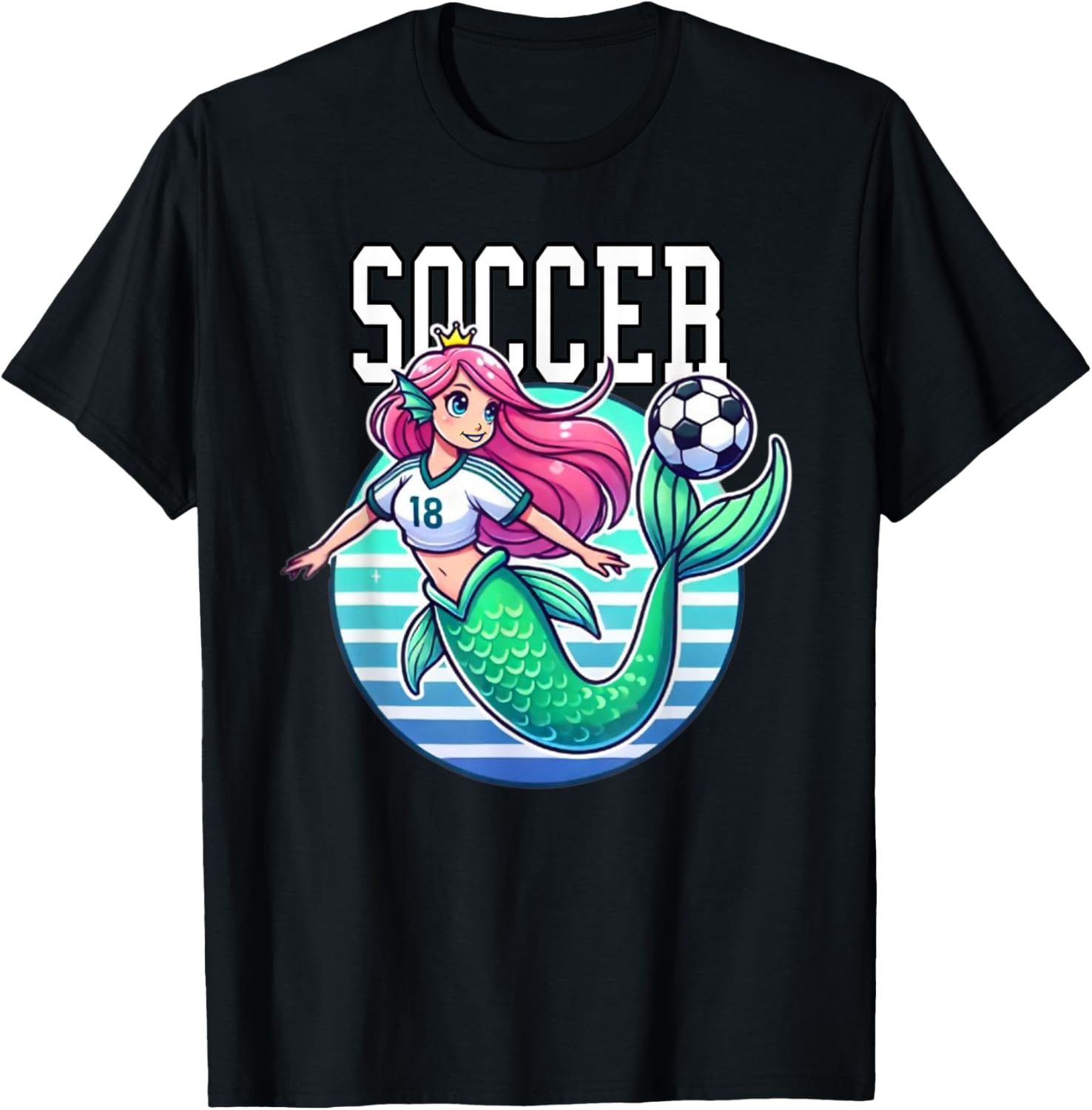 Soccer Mermaid Playing Soccer T-Shirt for Fans of Fun Sports Apparel - 16