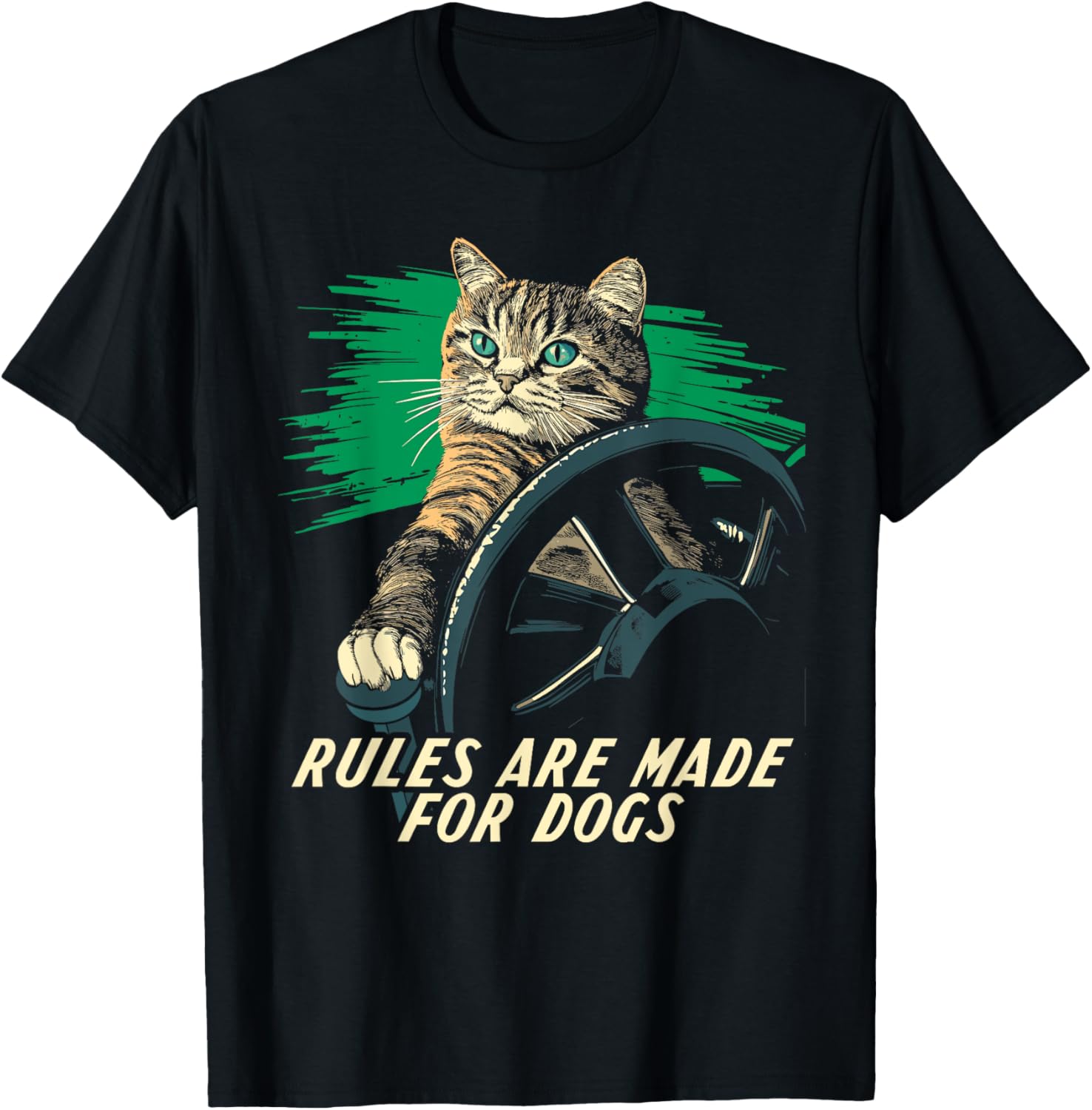 Funny Cat Lover T-Shirt Rules Are Made for Dogs for Men and Women - 3