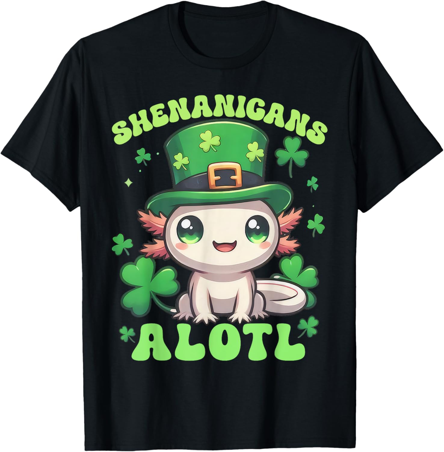 Axolotl St. Patrick's Day Fun T-Shirt for Kids and Adults - 1