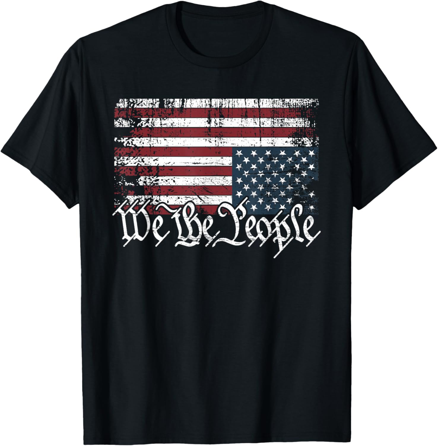Upside Down American Flag We the People Protest Distressed T-Shirt - 3
