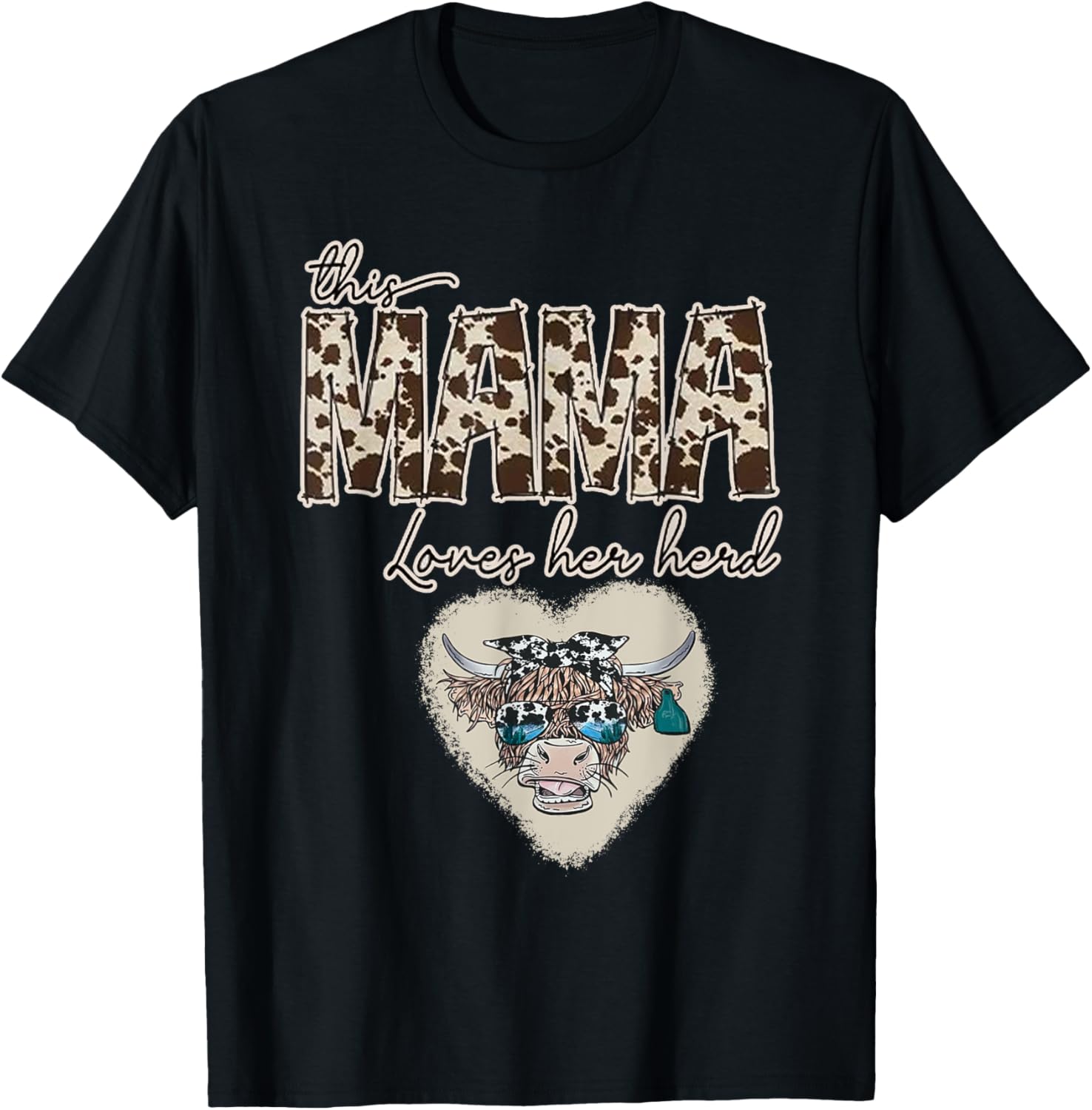 Cute Cow Print Mama Shirt for Farmers, Love Your Herd T-Shirt - 3