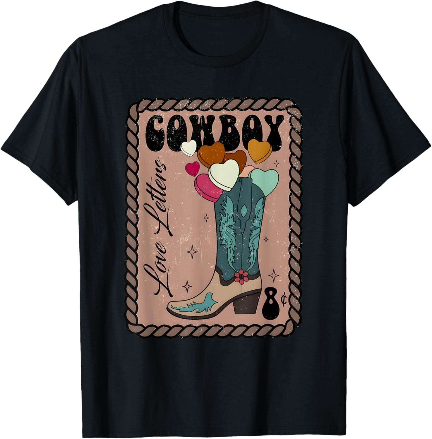 Cute Cowboy Love Letter Retro Valentine T-Shirt for Western Lovers - 20