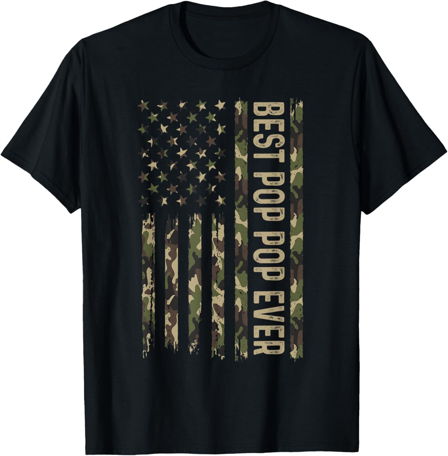 Best Pop Pop Ever Military Camouflage Flag T-Shirt for Dads - 16